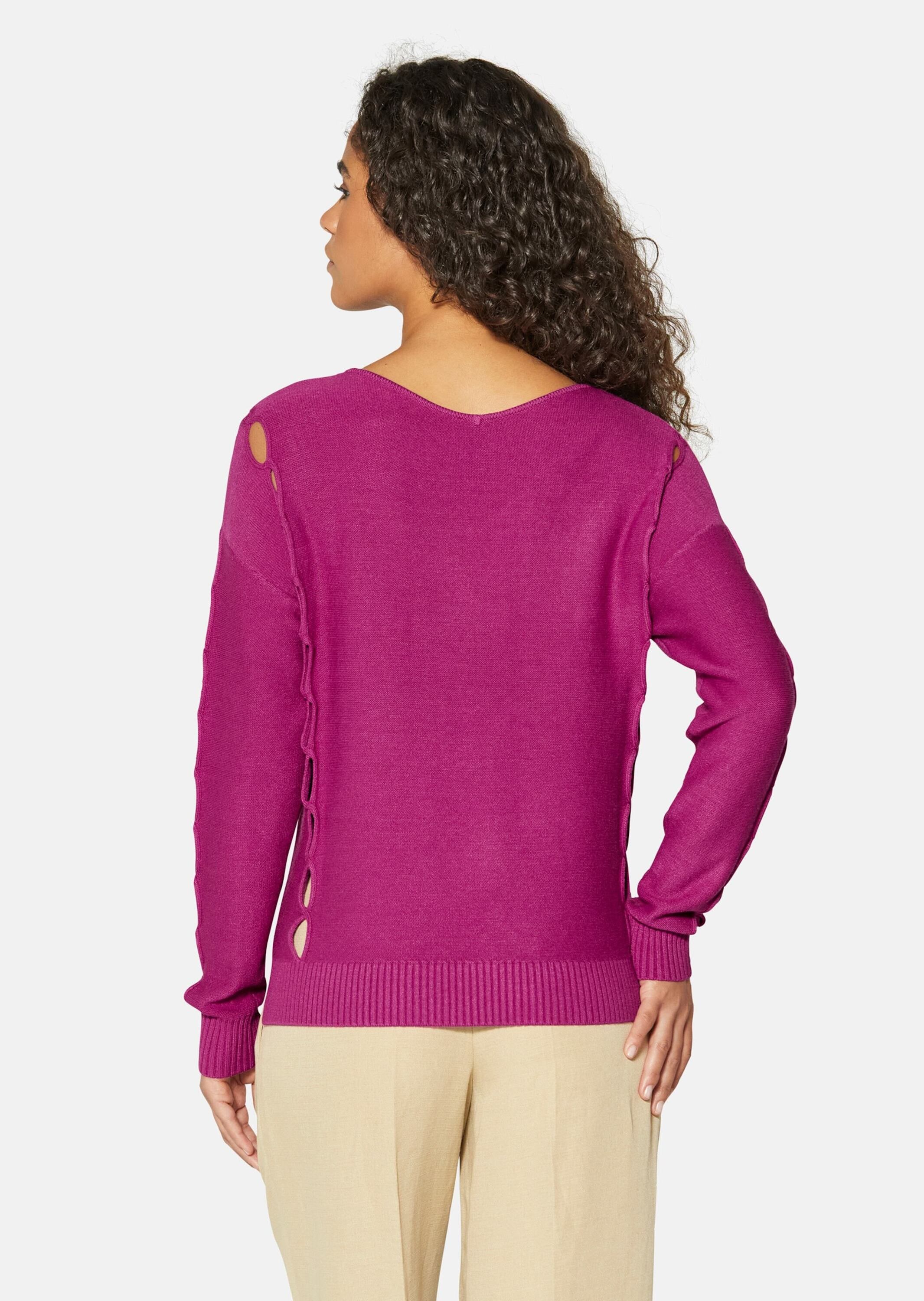 MADELEINE Longpullover »Pullover Strickpullover mit Cut-Outs und V-Ausschnitt«