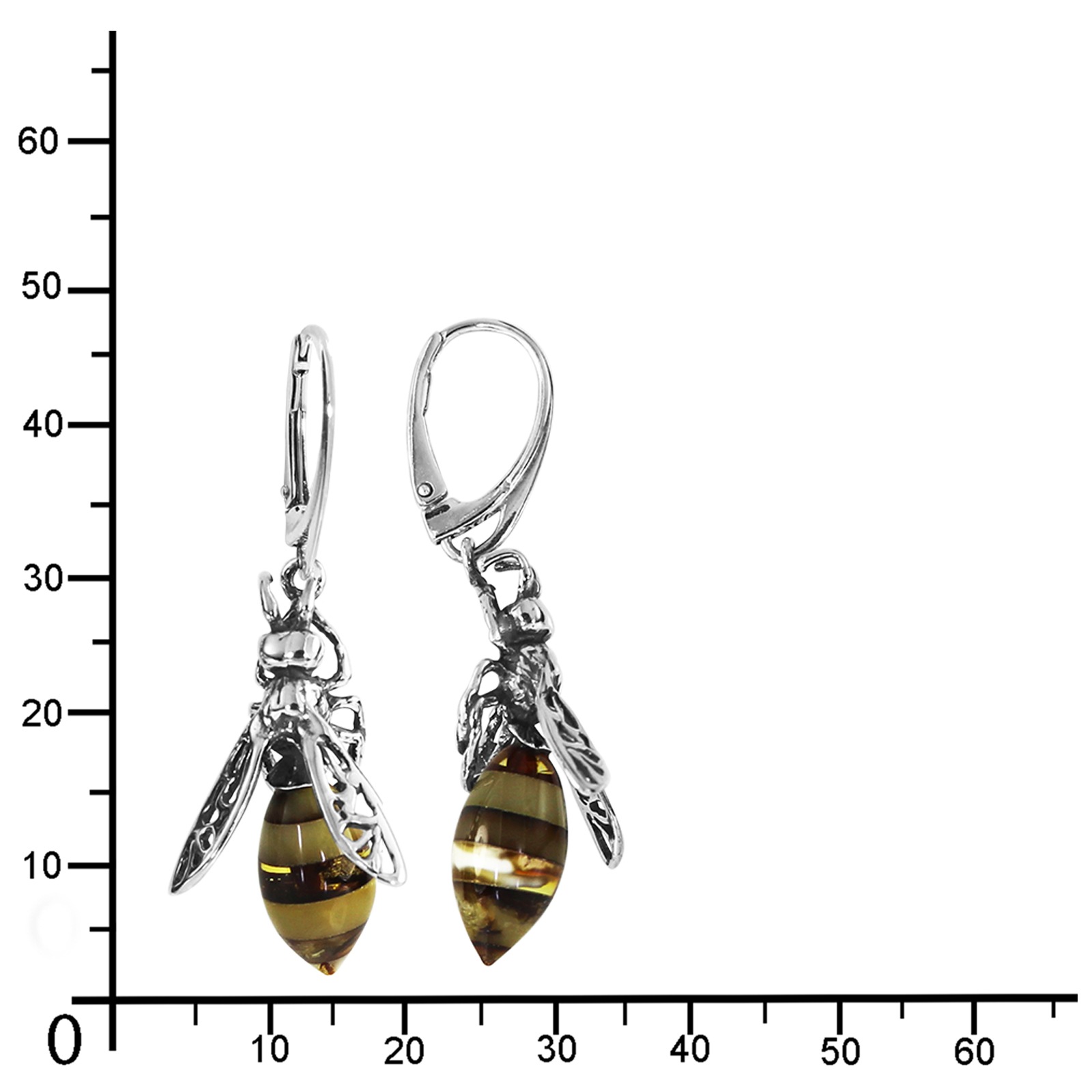 Ostsee-Schmuck Wespe Earrings White 925 Sterling Silver 2
