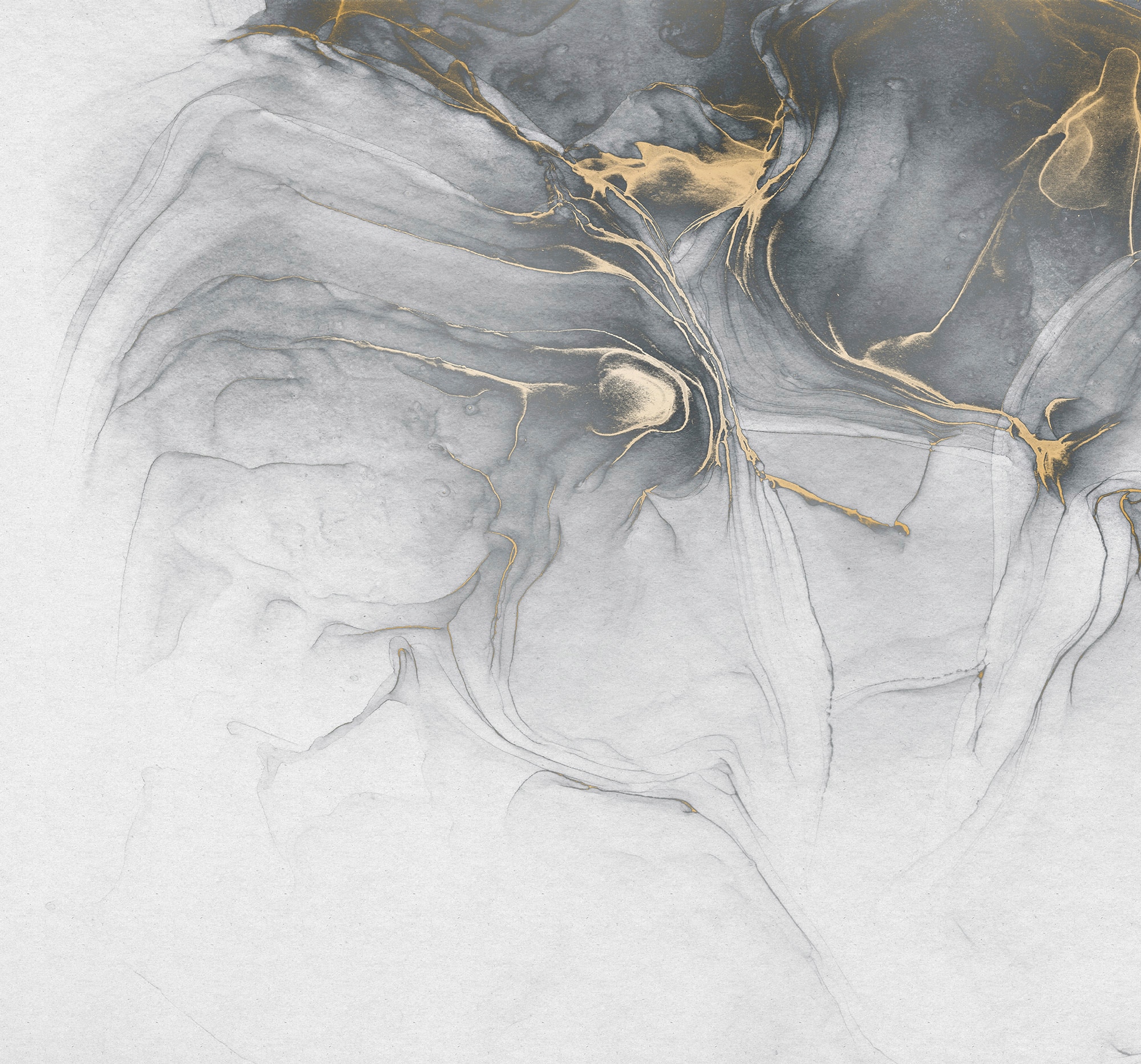Komar Vliestapete "Digitaldruck Vlies - Ink Gold Fluid - Größe 300 x 280 cm" bedruckt glatt Wohnzimmer, Schlafzimmer