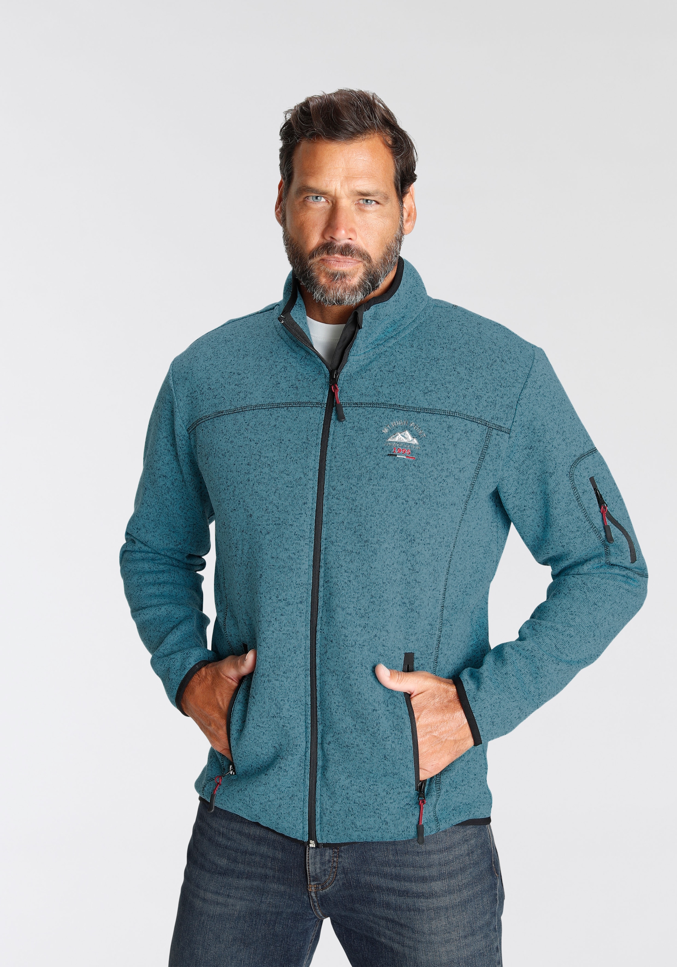 Mans World Strickfleecejacke, für die Übergangszeit, mit Reißverschlusstasc günstig online kaufen