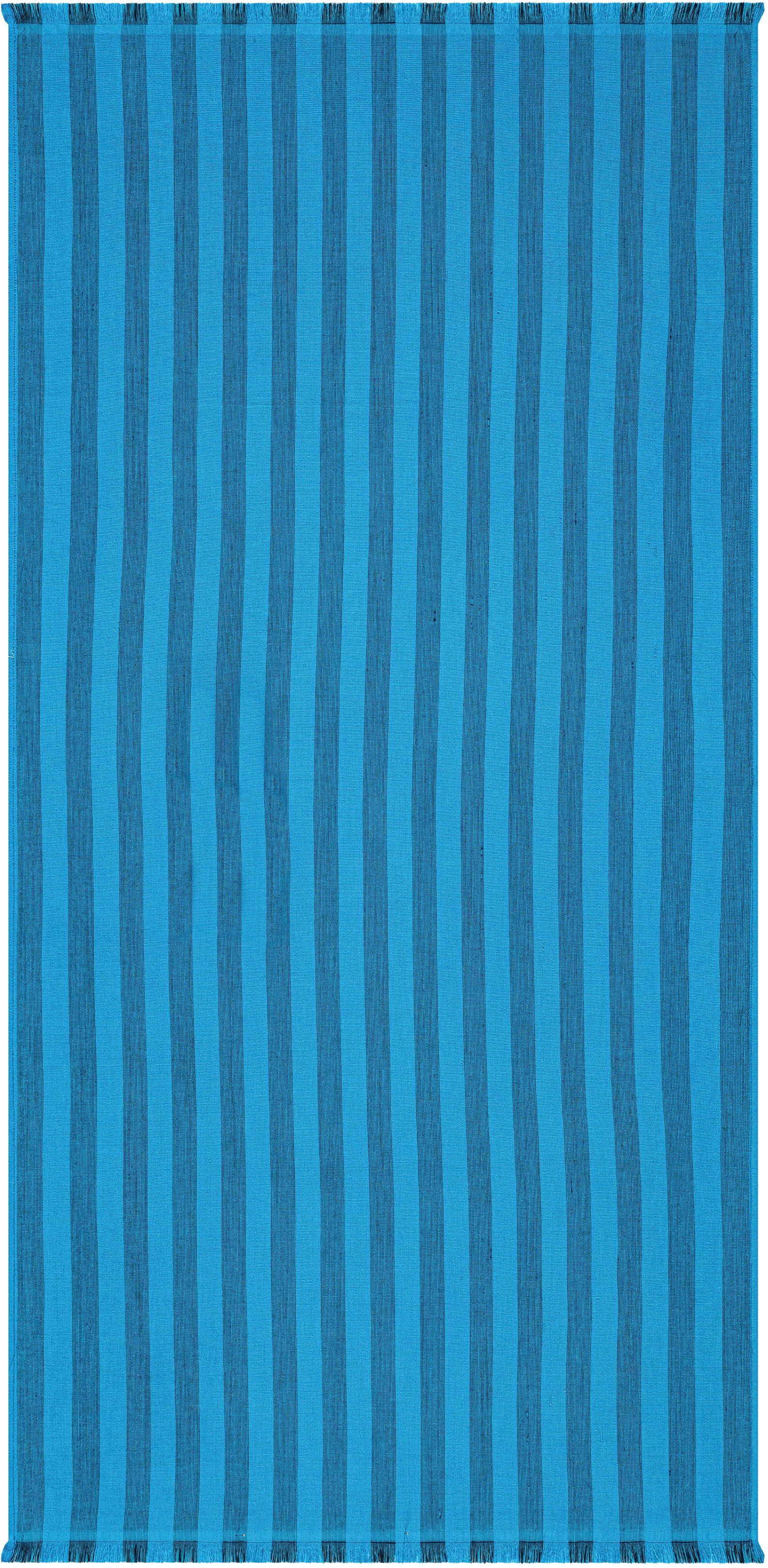 Strandtuch EGERIA, B:80cm L:180cm, blau, gewebte Ware, Obermaterial: 65% Baumwolle, 20% Polyester, 15% Viskose, Handtücher, "Pestemal", 80x180 cm,