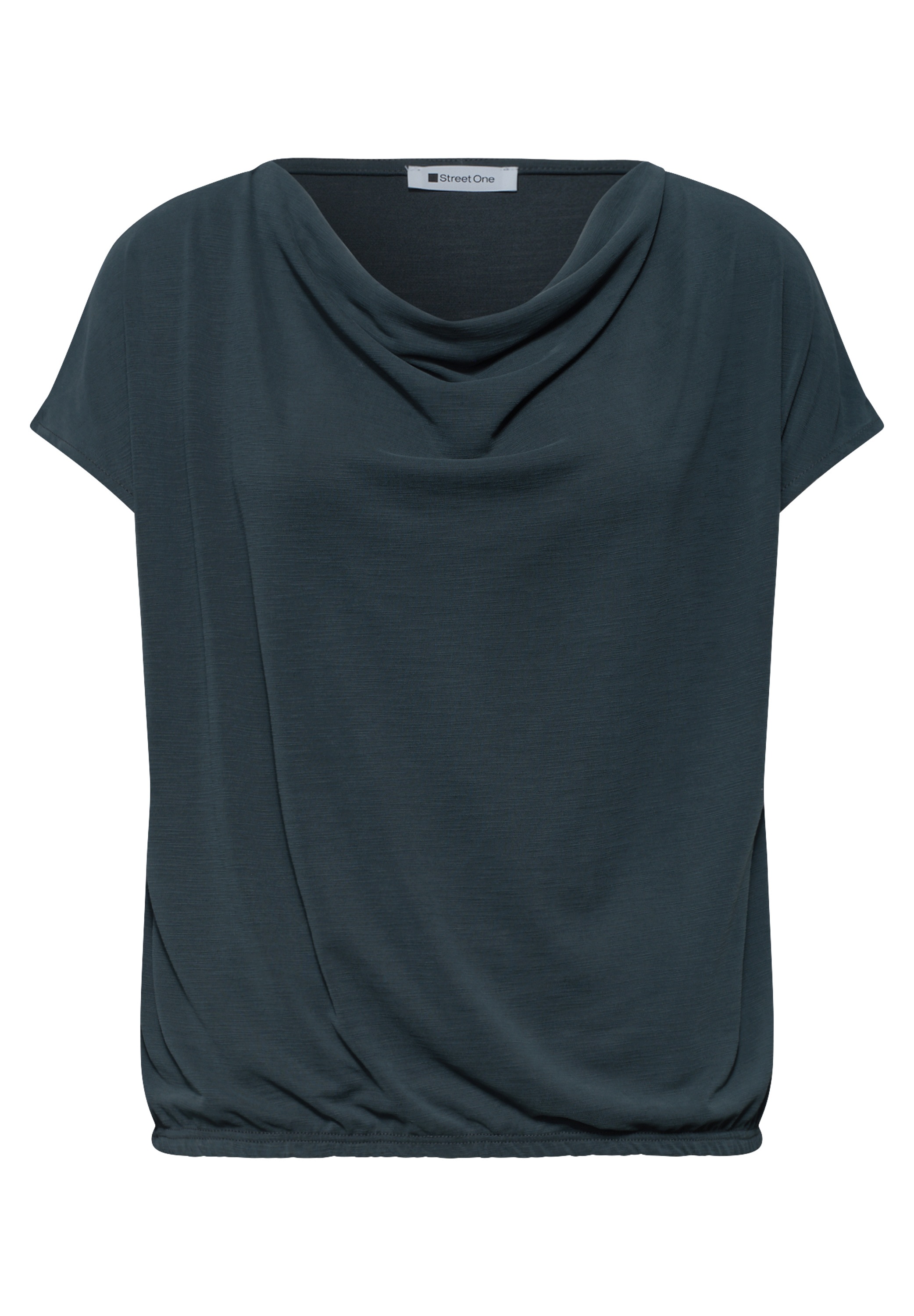 STREET ONE Kurzarmshirt Sommershirt mit Wasserfall-Front und im Silk-Look
