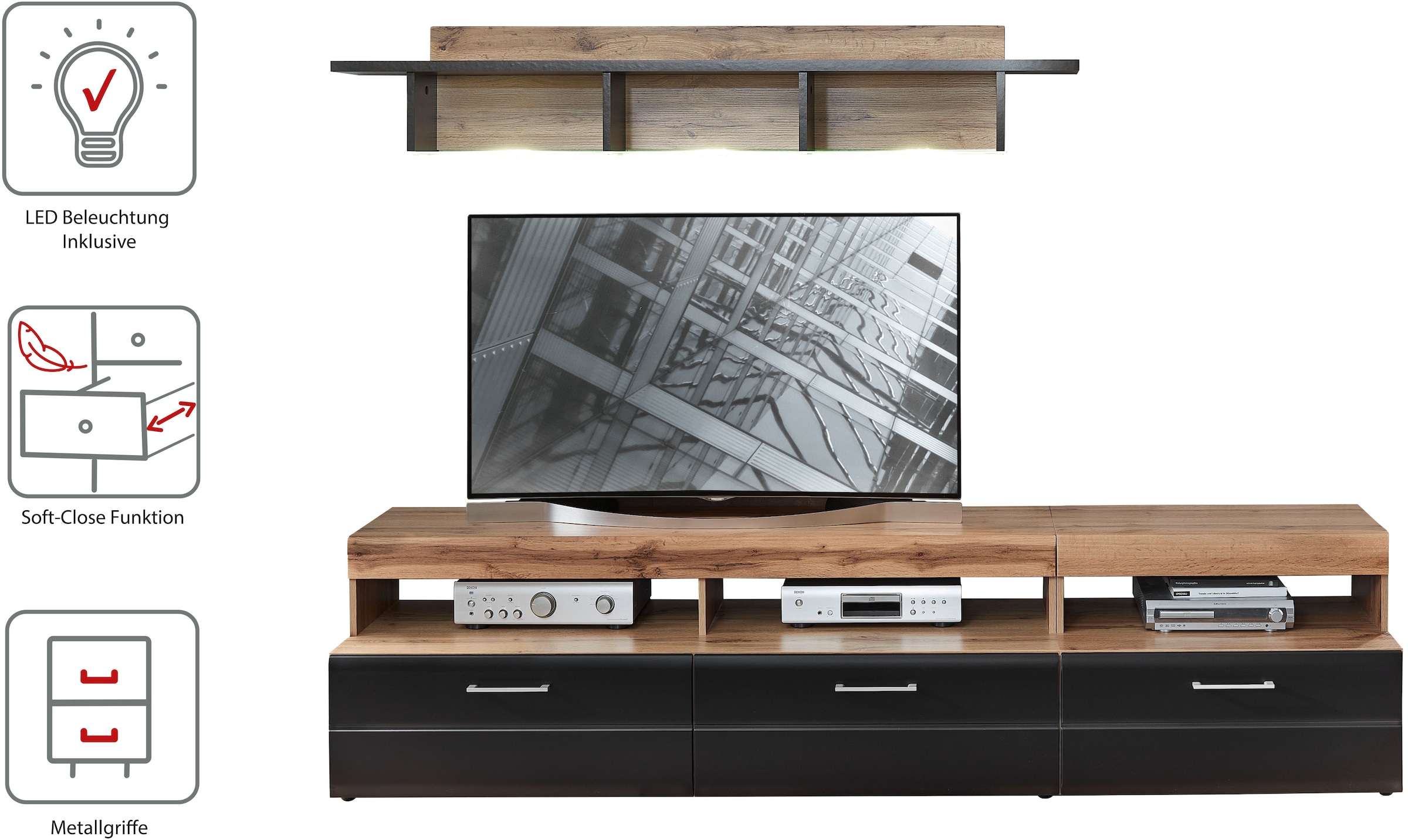 Innostyle Wohnwand »Sonate, TOPSELLER!«, (Komplett-Set, 5 St., Wohnwand), inkl. LED-Beleuchtung