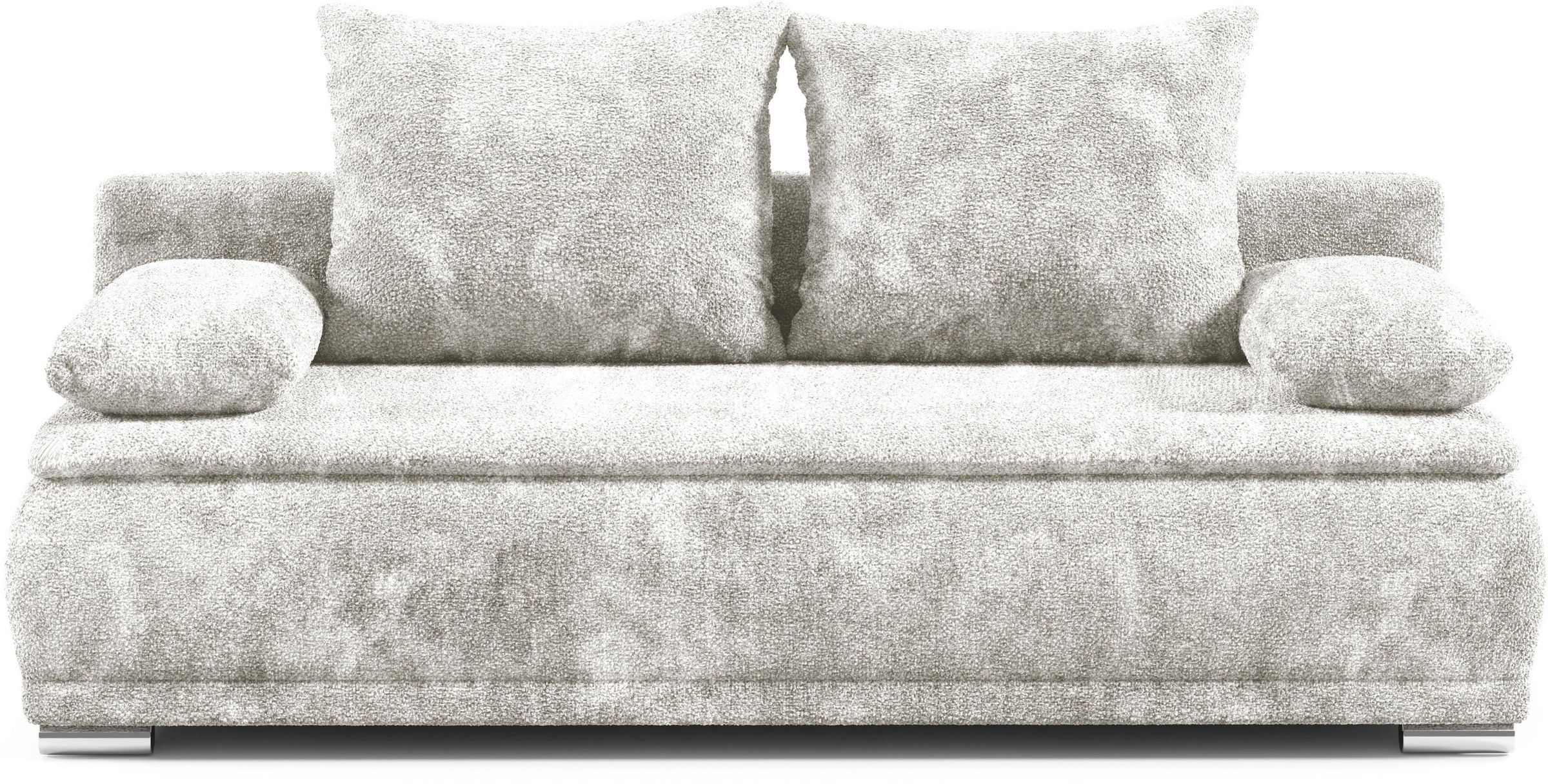 WERK2 Schlafsofa »Biggi, komfortabel & elegant, Schlaffunktion, Bettkasten, Breite 260cm«, inkl. losen Kissen, Bouclé APHRODITE, Silber