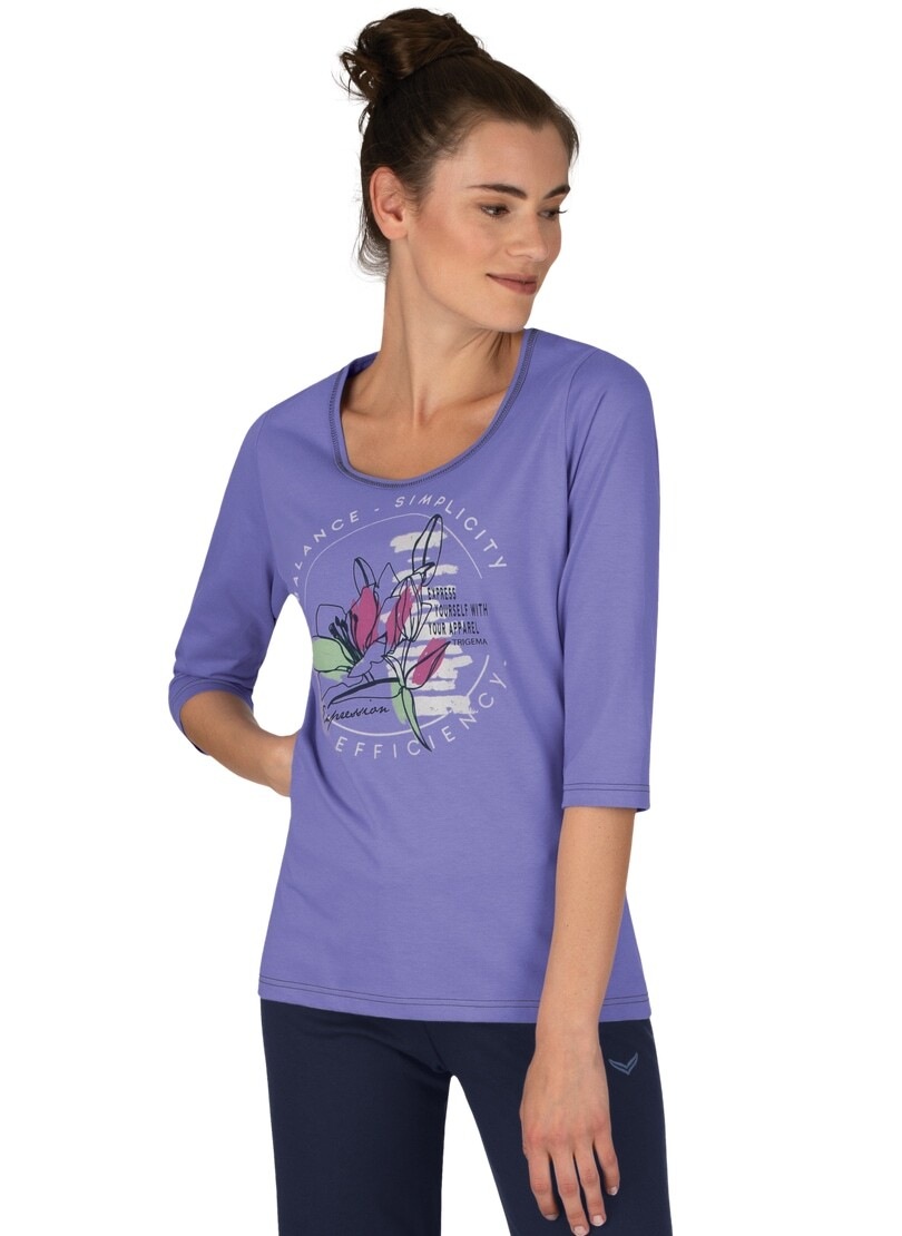 Trigema Schlafanzug »TRIGEMA Langarm Schlafshirt bestellen Print« floralem BAUR mit | für