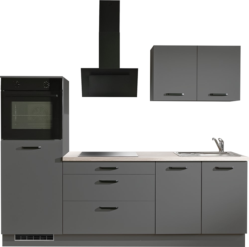 wiho Küchen Küchenzeile "Compact" Breite 240cm, wahlweise mit Geräten (mit Kühlschrank)