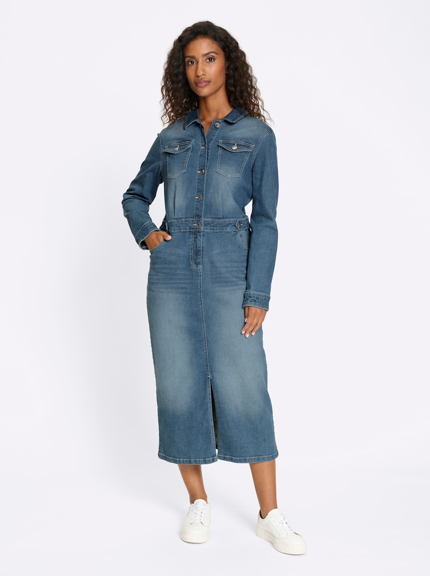 heine Jeanskleid "Kleid" Brusttasche günstig online kaufen