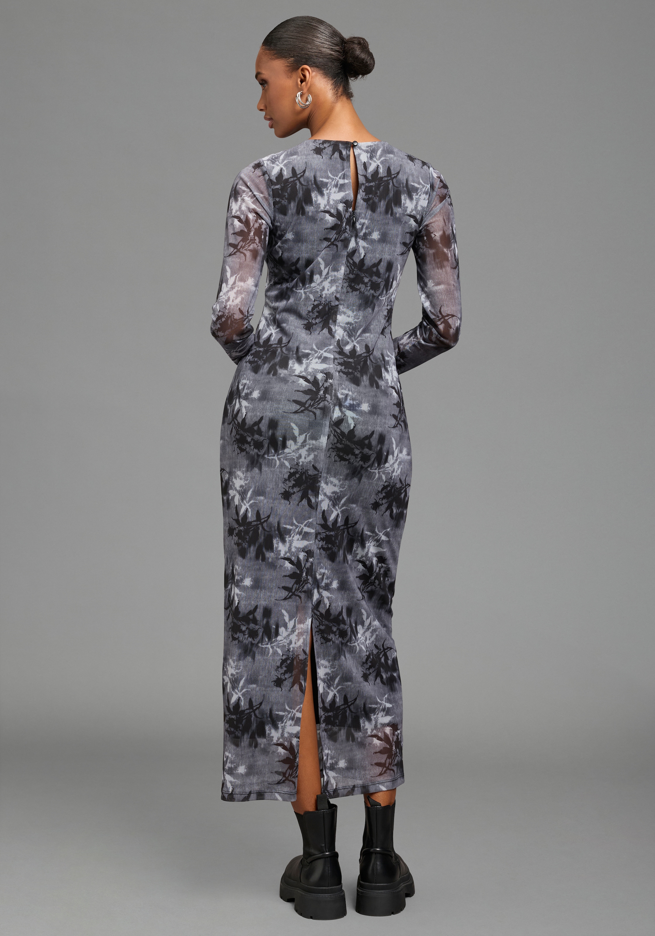 Bruno Banani Meshkleid »in moderner Midi-Länge« Ohne Taschen figurbetonte Passform, aus Mesh und Jersey