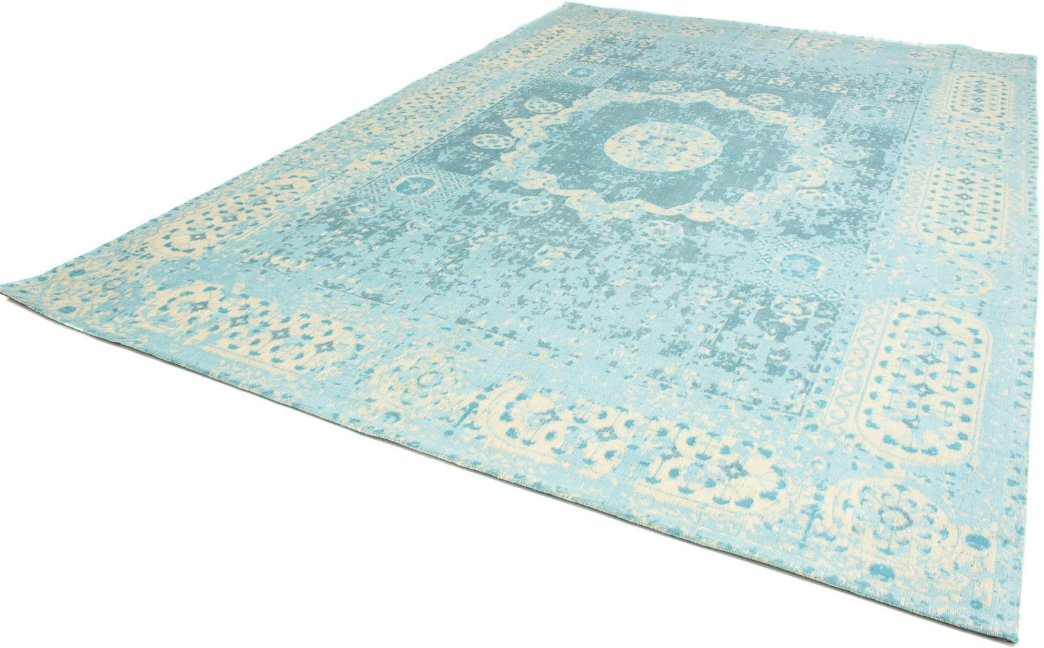 morgenland Teppich »VINTAGE LAGUNE«, rechteckig, 6 mm Höhe, Handarbeit, Shabby Chic, Wohnzimmer