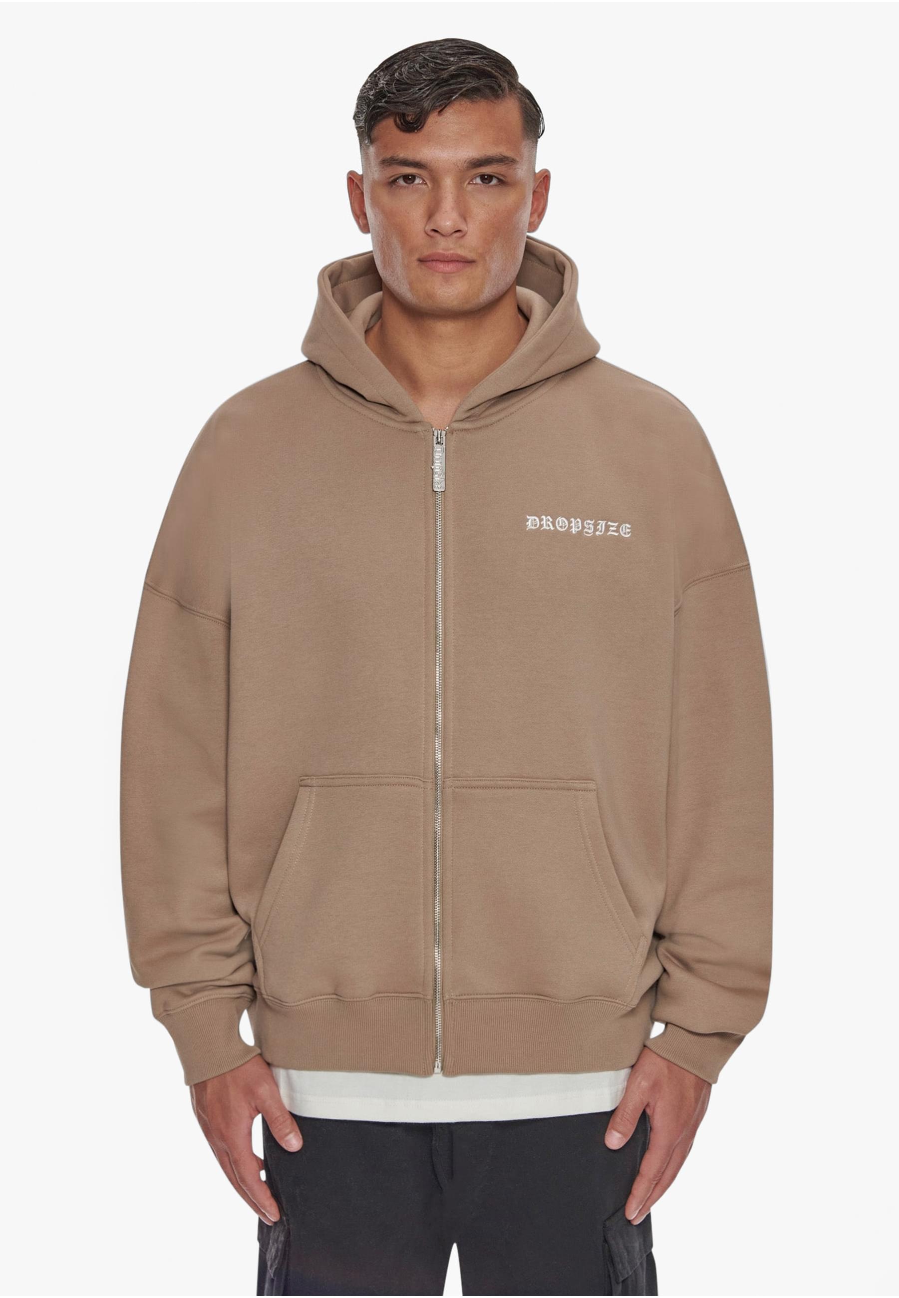 Dropsize Sweatjacke »Dropsize Herren Heavy Oversize Logo Zip Hoodie«