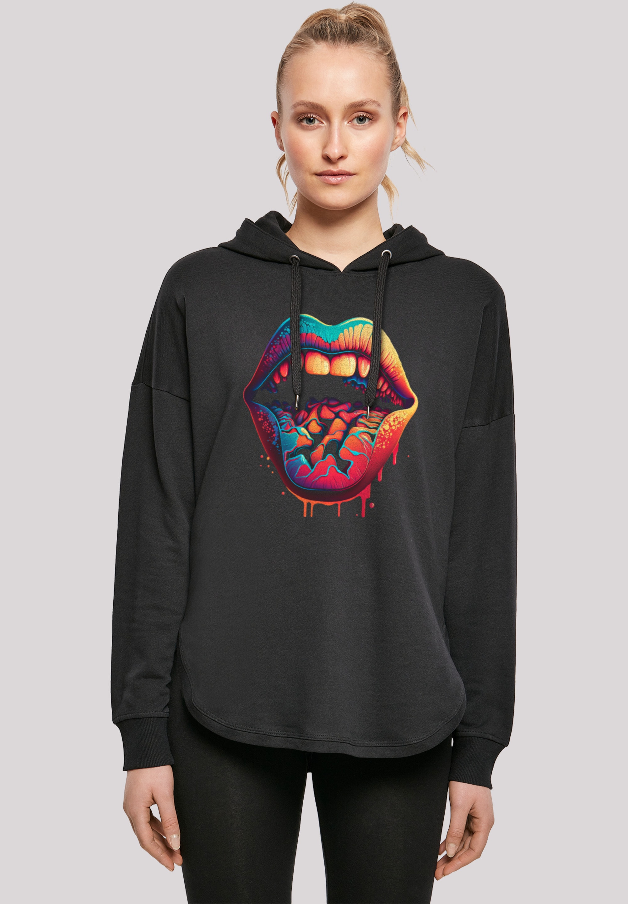 F4NT4STIC Kapuzenpullover "Drooling Lips OVERSIZE HOODIE", Print