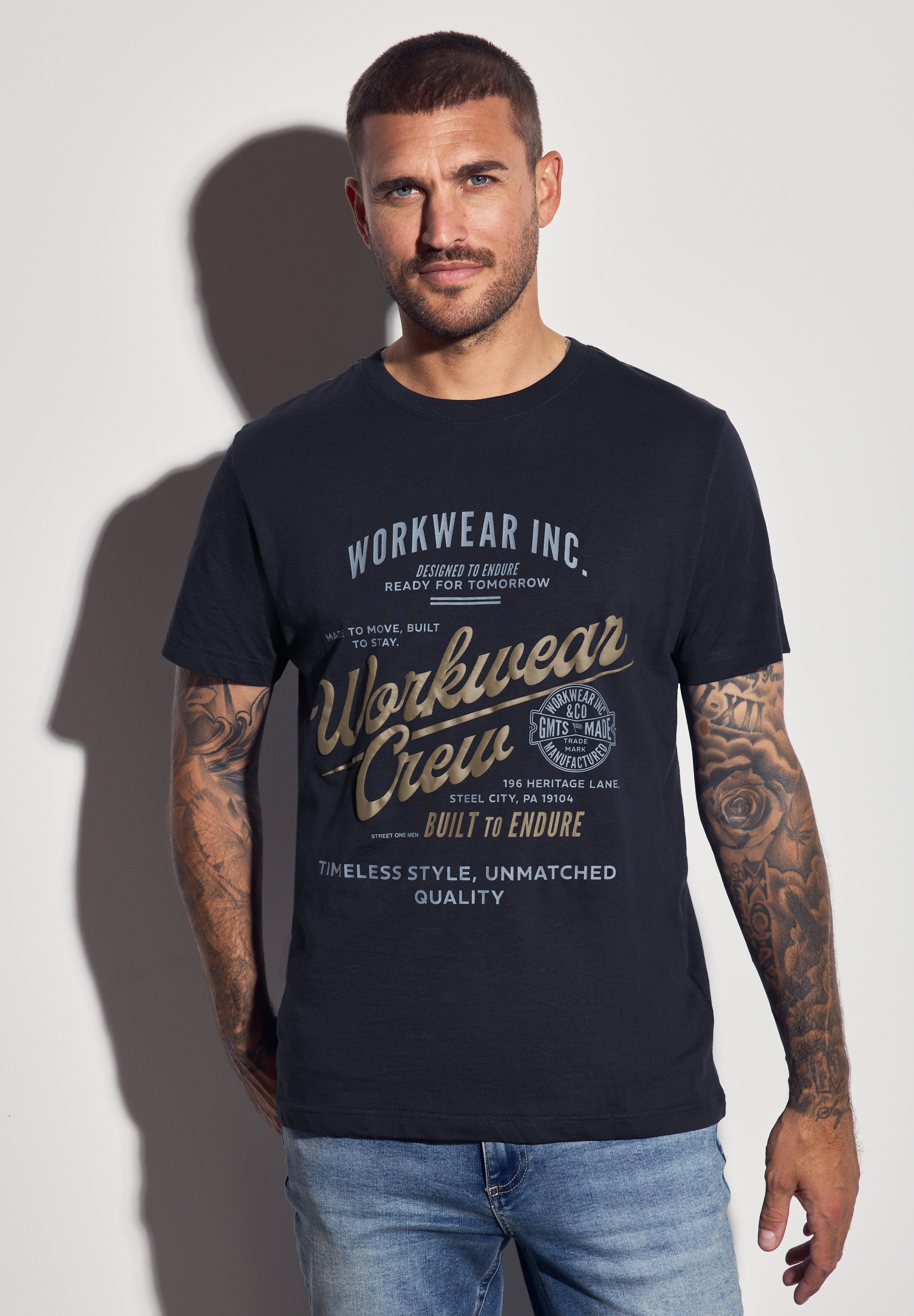 STREET ONE MEN T-Shirt, aus reiner Baumwolle günstig online kaufen