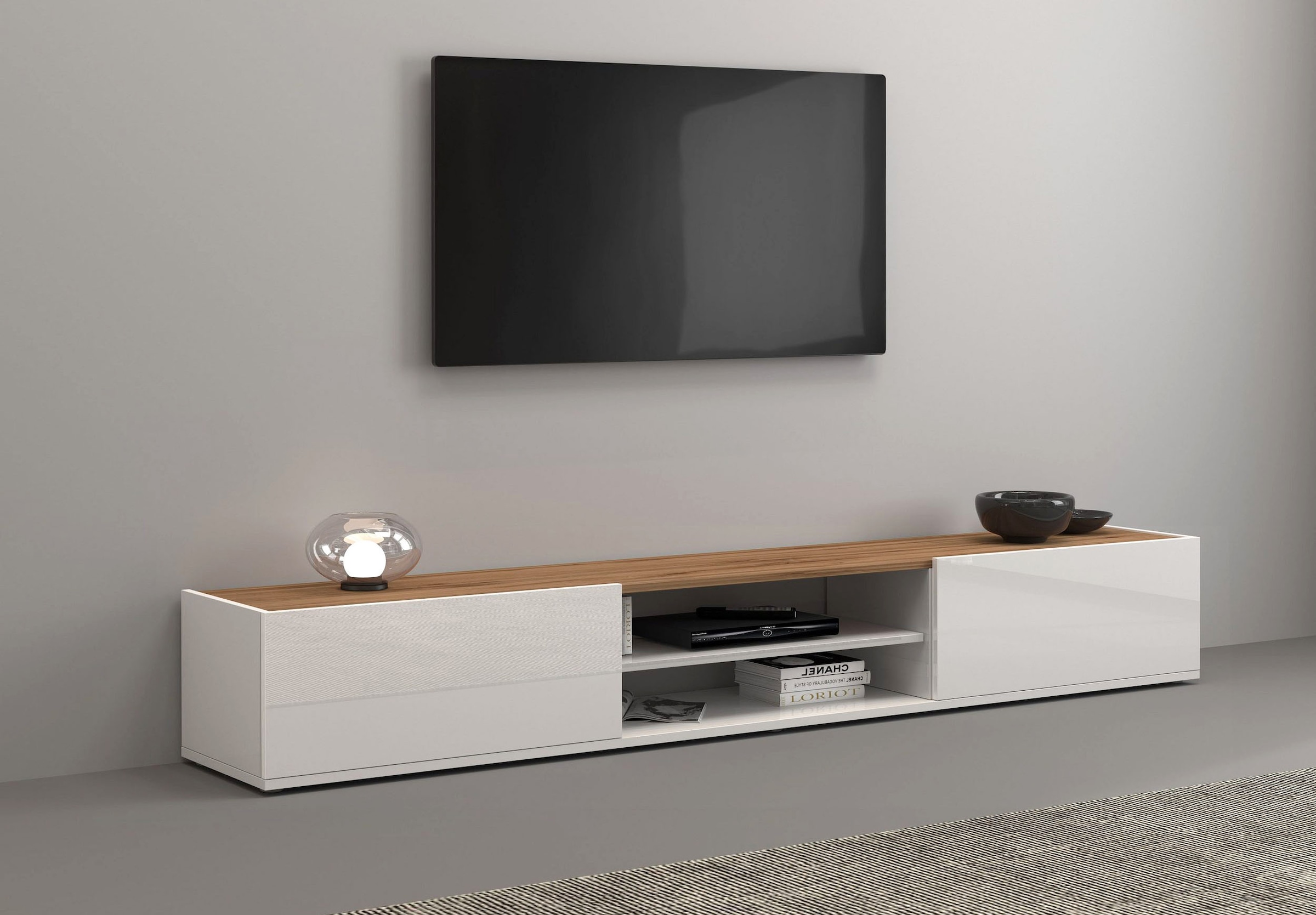 INOSIGN Lowboard »Garda,Lowboard,TV-Kommode,TV-Möbel,TV-Bank«, stehend und hängend mit 2 Klappen, 1 Einlegeboden, Breite 210 cm