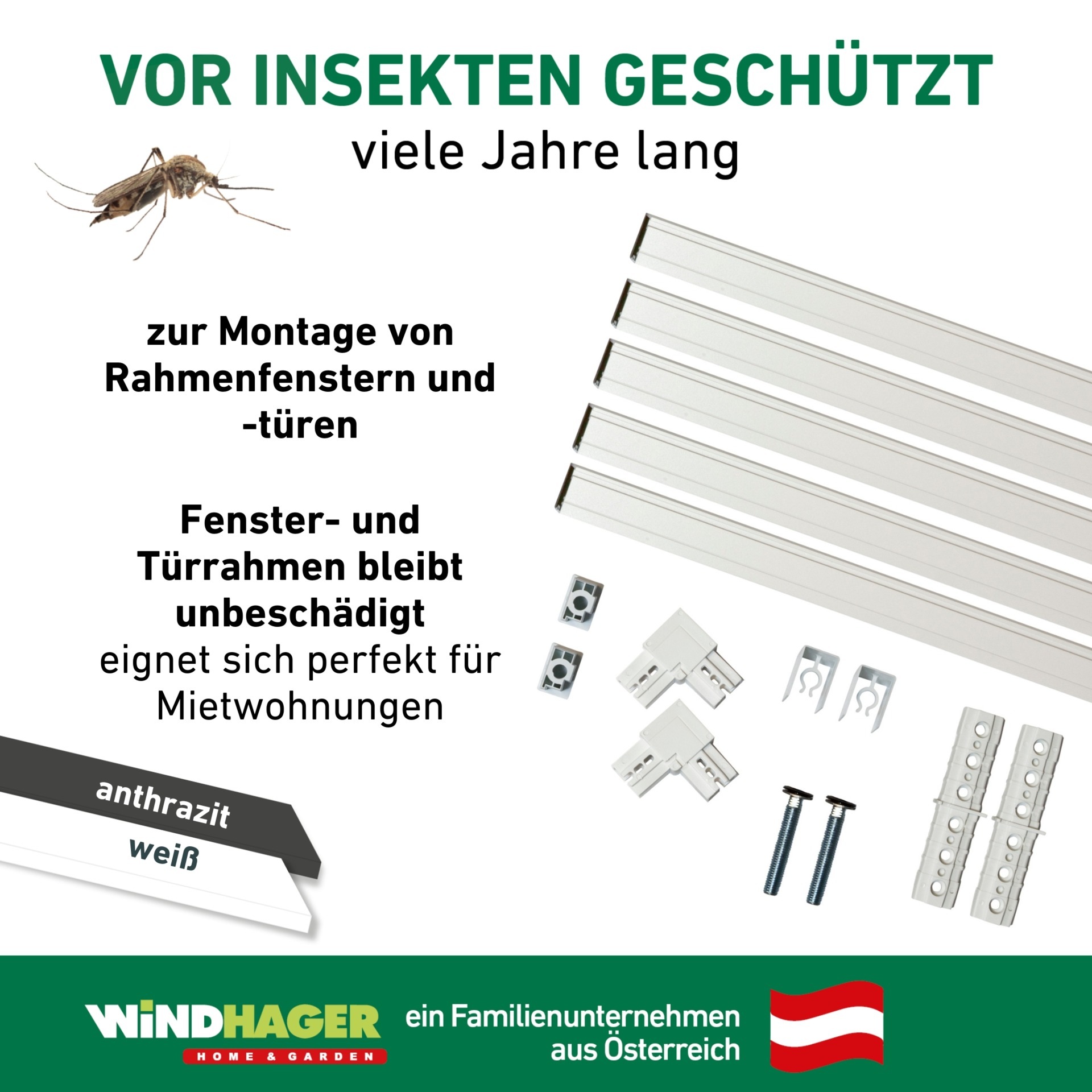 Windhager Insektenschutz-Tür »Expert, Montagerahmen für Fenster und Türen aus hochwertigem Material« Fliegengitter in weiß, anthrazit erhältlich, 125x245cm, ohne bohren