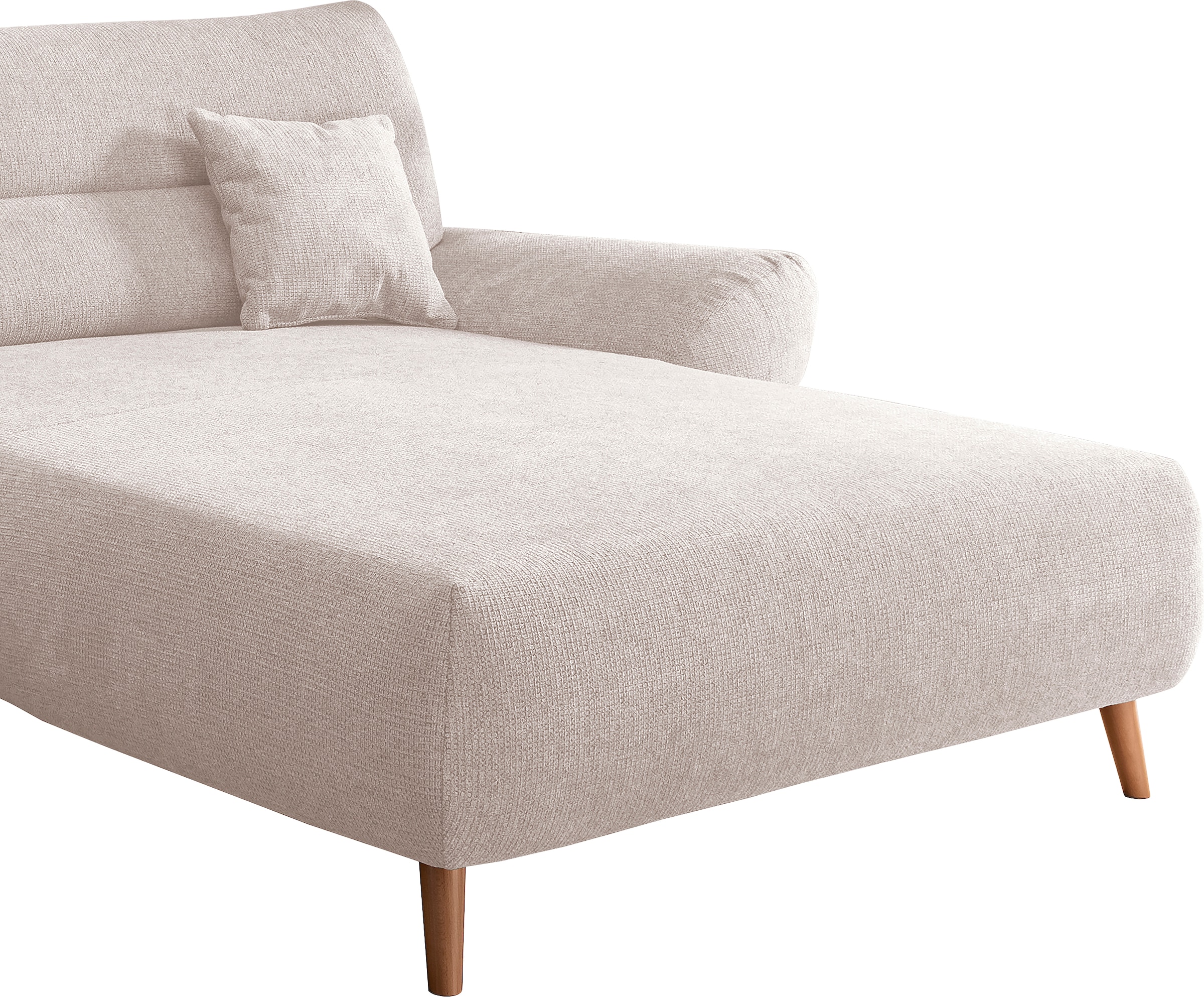 INOSIGN Ecksofa »Drago, elegant und zeitlos, komfortabel, Holzfuß, L-Form«, frei im Raum stellbar, inkl. 2 Zierkissen
