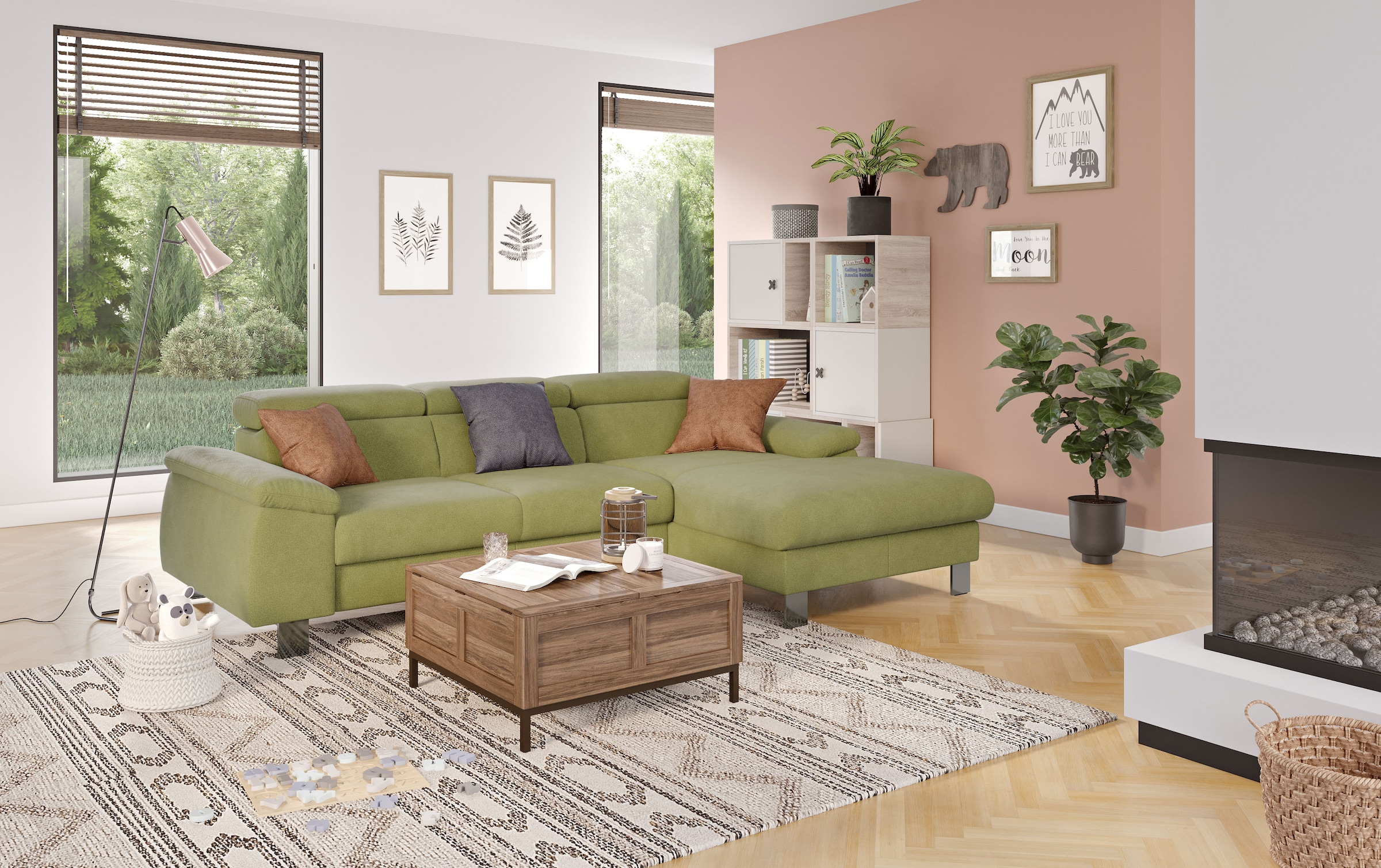 COTTA Ecksofa "Komaris L-Form, B: 244 cm" mit Kopfteilverstellung, optional Schlaffunktion, Bettkasten & Licht