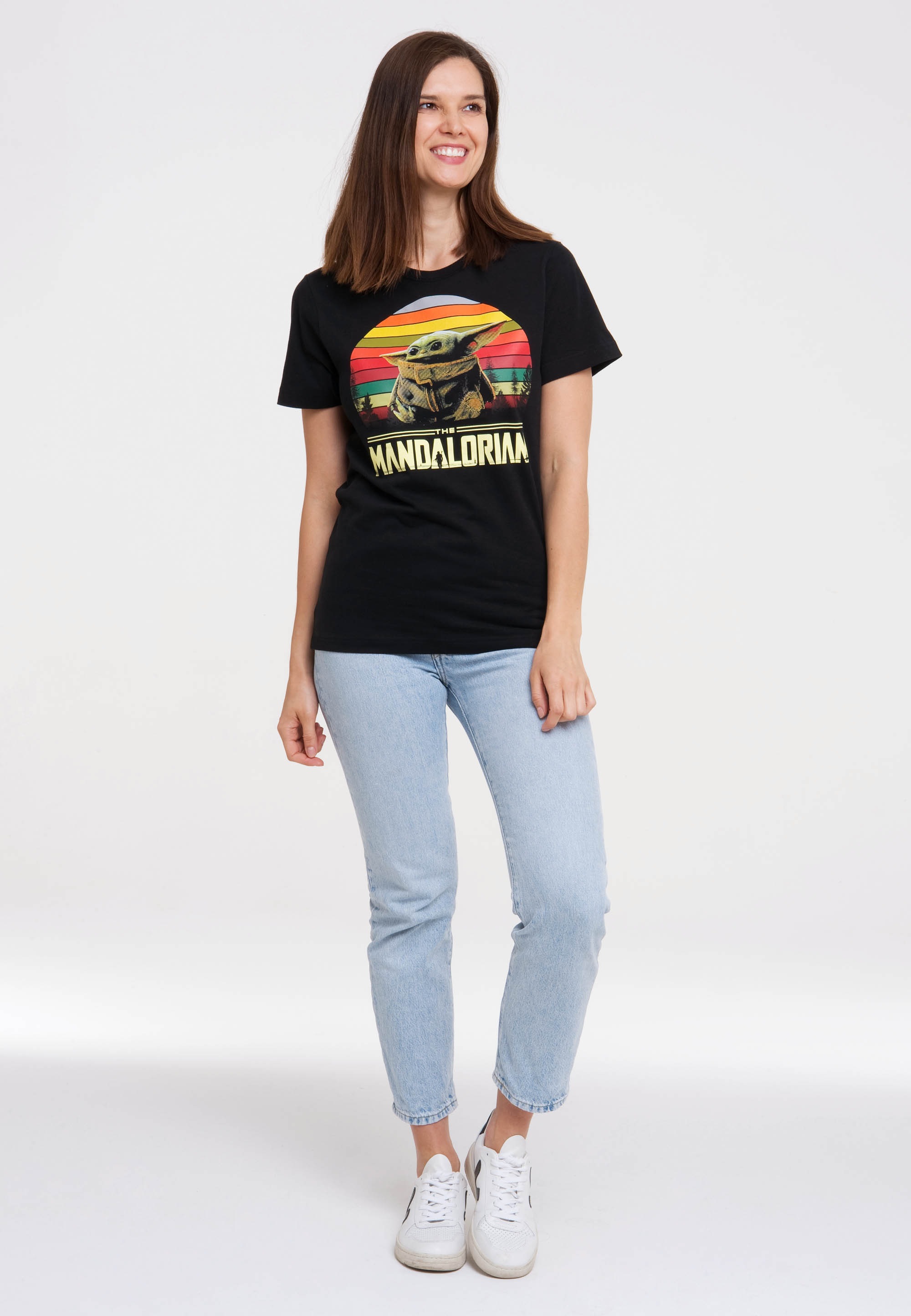 lizenziertem Black »Star - Print BAUR T-Shirt mit | LOGOSHIRT Baby Friday Wars Yoda«,