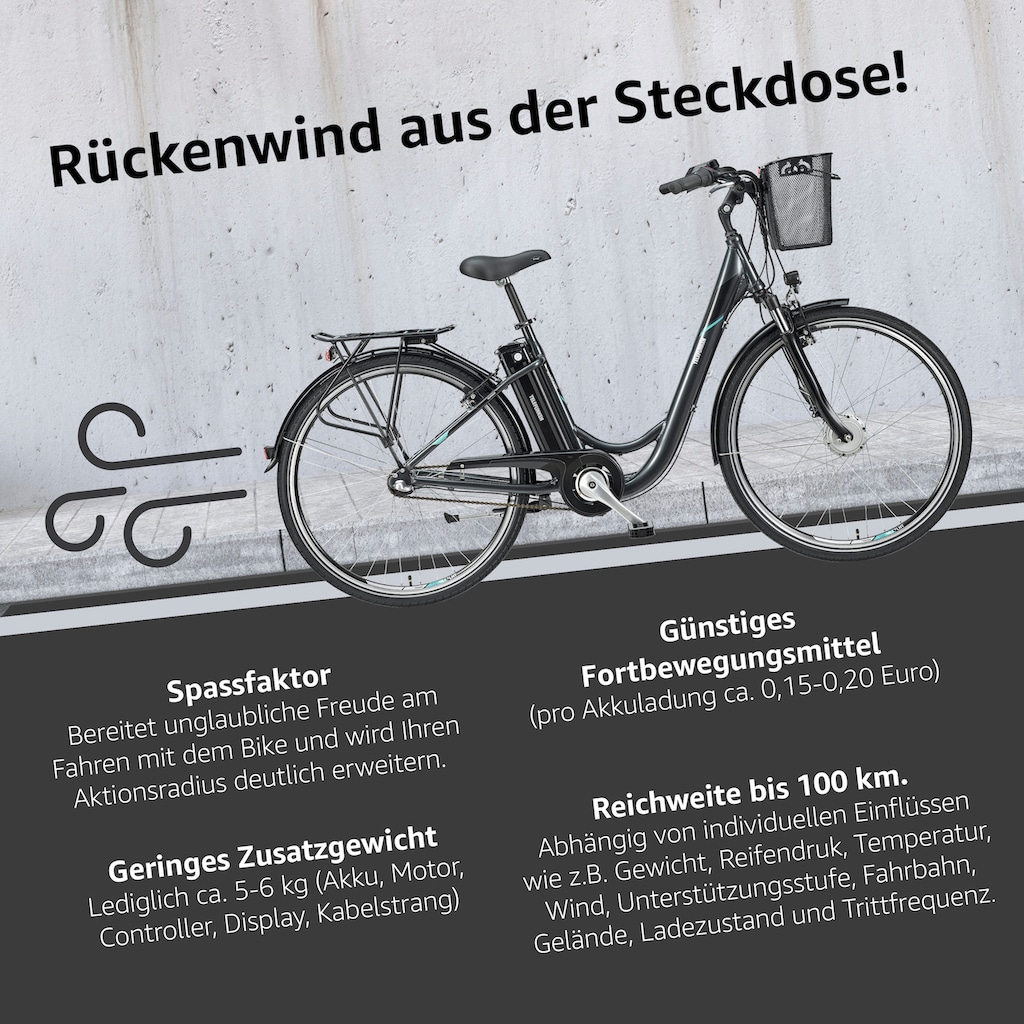 Telefunken E-Bike »Multitalent RC830«, 3 Gang, Shimano, Nexus, Frontmotor 250 W, mit Fahrradkorb, ebike Damen