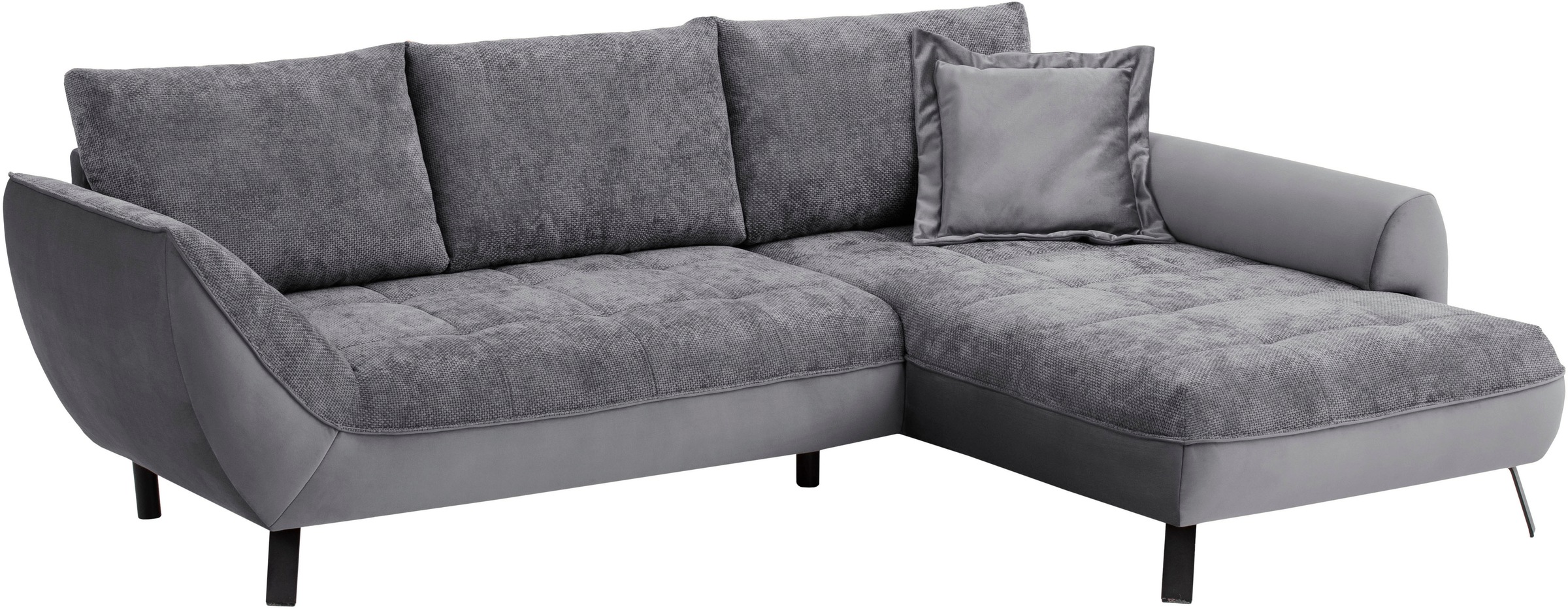 exxpo - sofa fashion Ecksofa »Bellinii, Materialmix, Strukturbezug und pflegeleichter Microvelours«, bequem und modern, Materialmix, L-Form