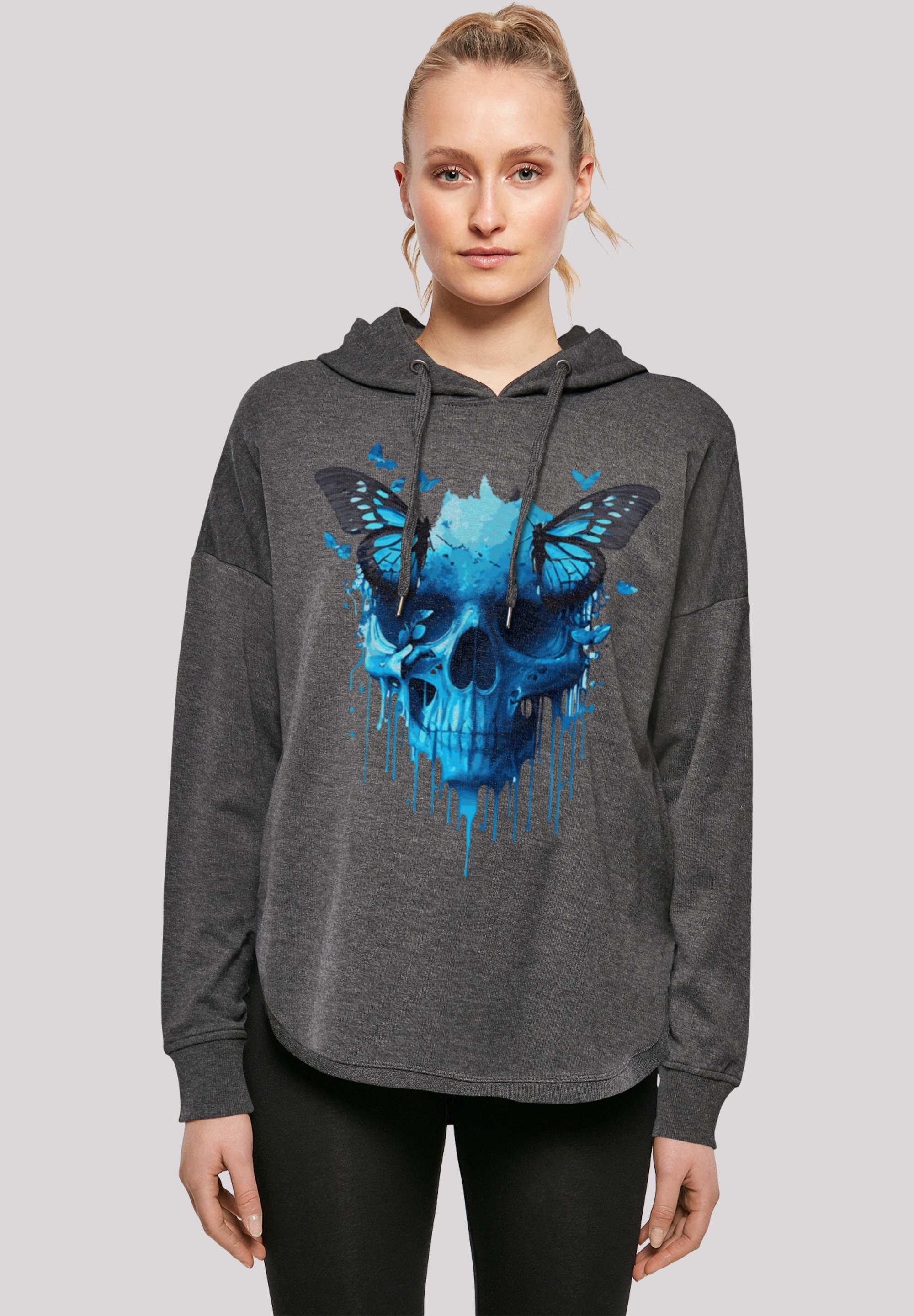 F4NT4STIC Kapuzenpullover "Totenkopf mit Schmetterling", Print