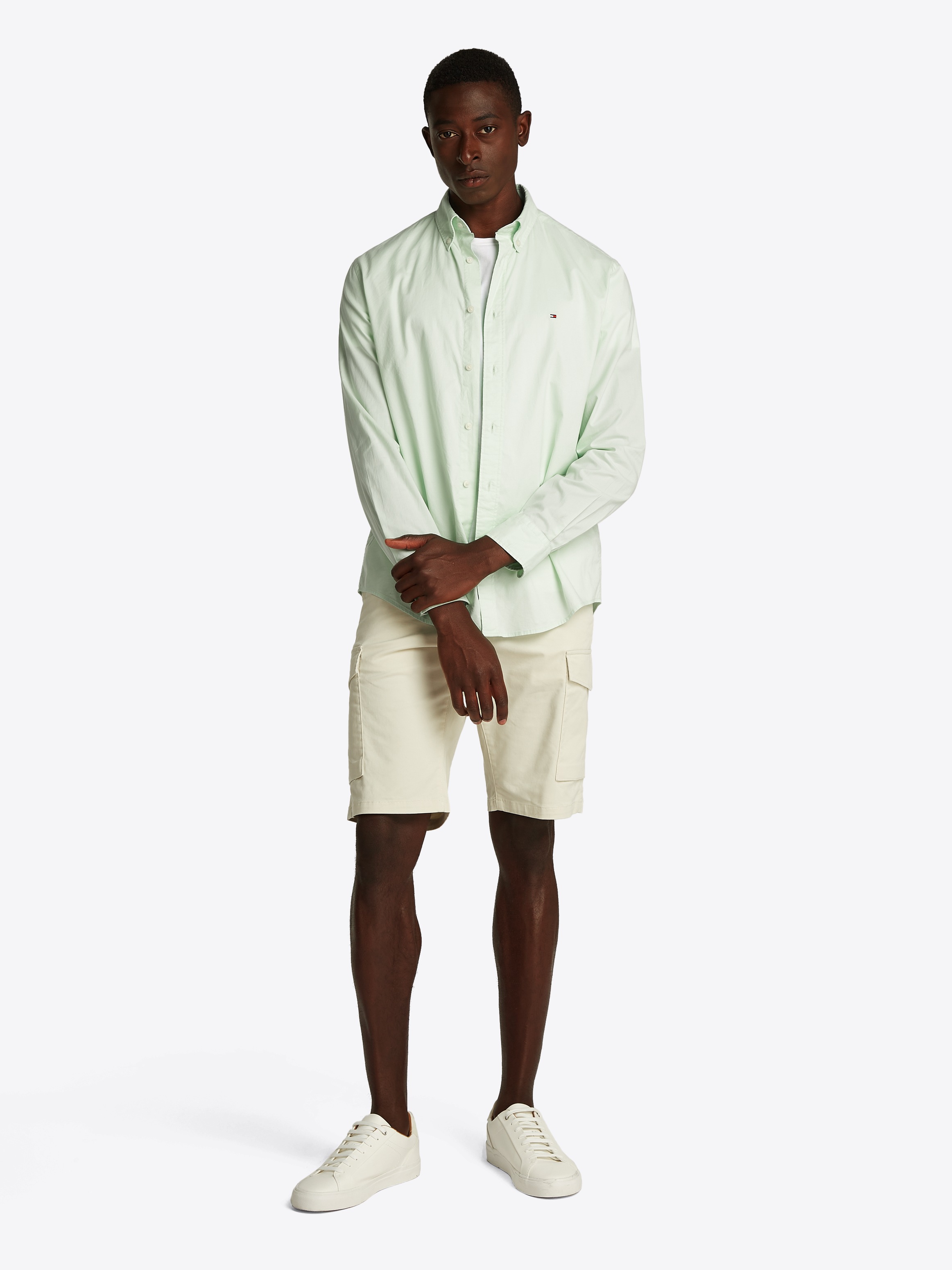Tommy Hilfiger Businesshemd »FLEX POPLIN SOLID RF SHIRT 1«, mit Logostickerei