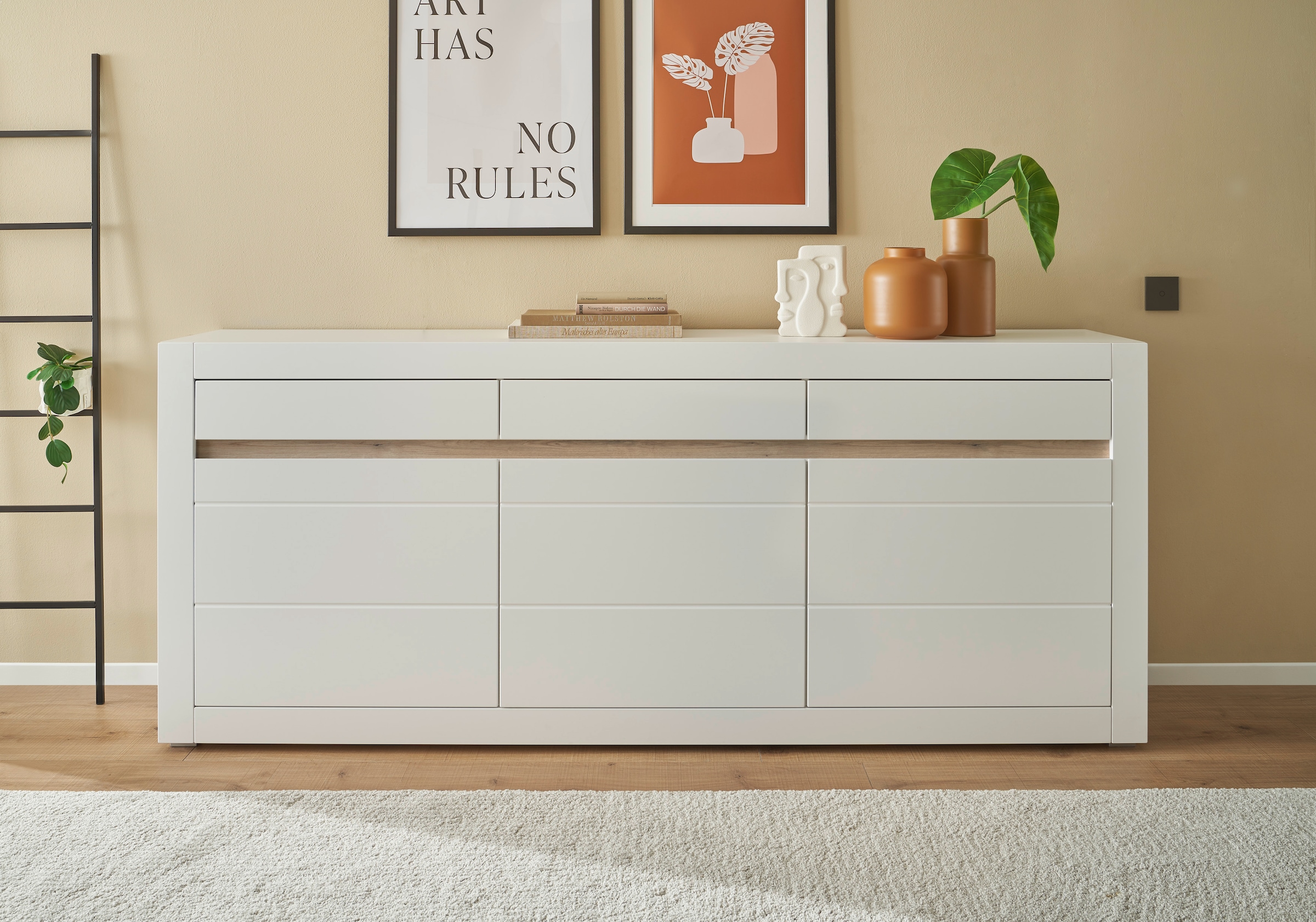 INOSIGN Sideboard "Chester, moderne Anrichte, Kommode mit Stauraum, Schrank, Weiß Matt", (1 St.), austauschbare Blende i