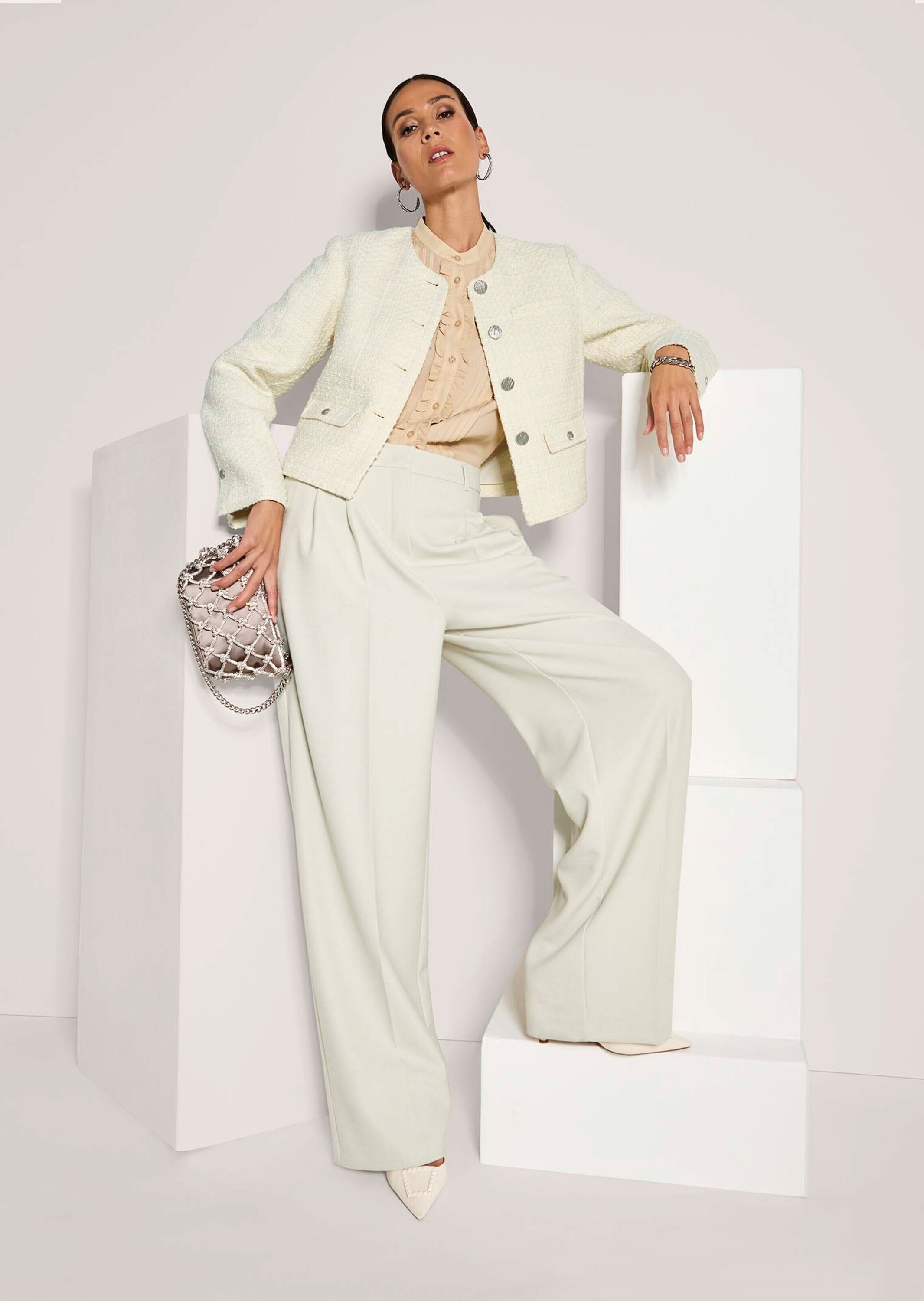 MADELEINE Jerseyblazer »Blazer Eleganter Tweed-Kurzblazer mit Metallknöpfen«