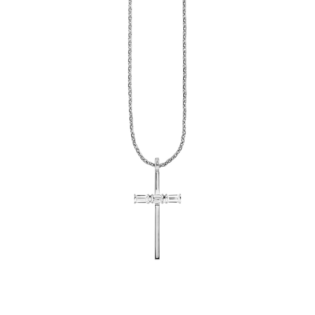 CAÏ Collierkettchen »925/- Sterling Silber rhodiniert Kreuz Weißtopas 50cm«