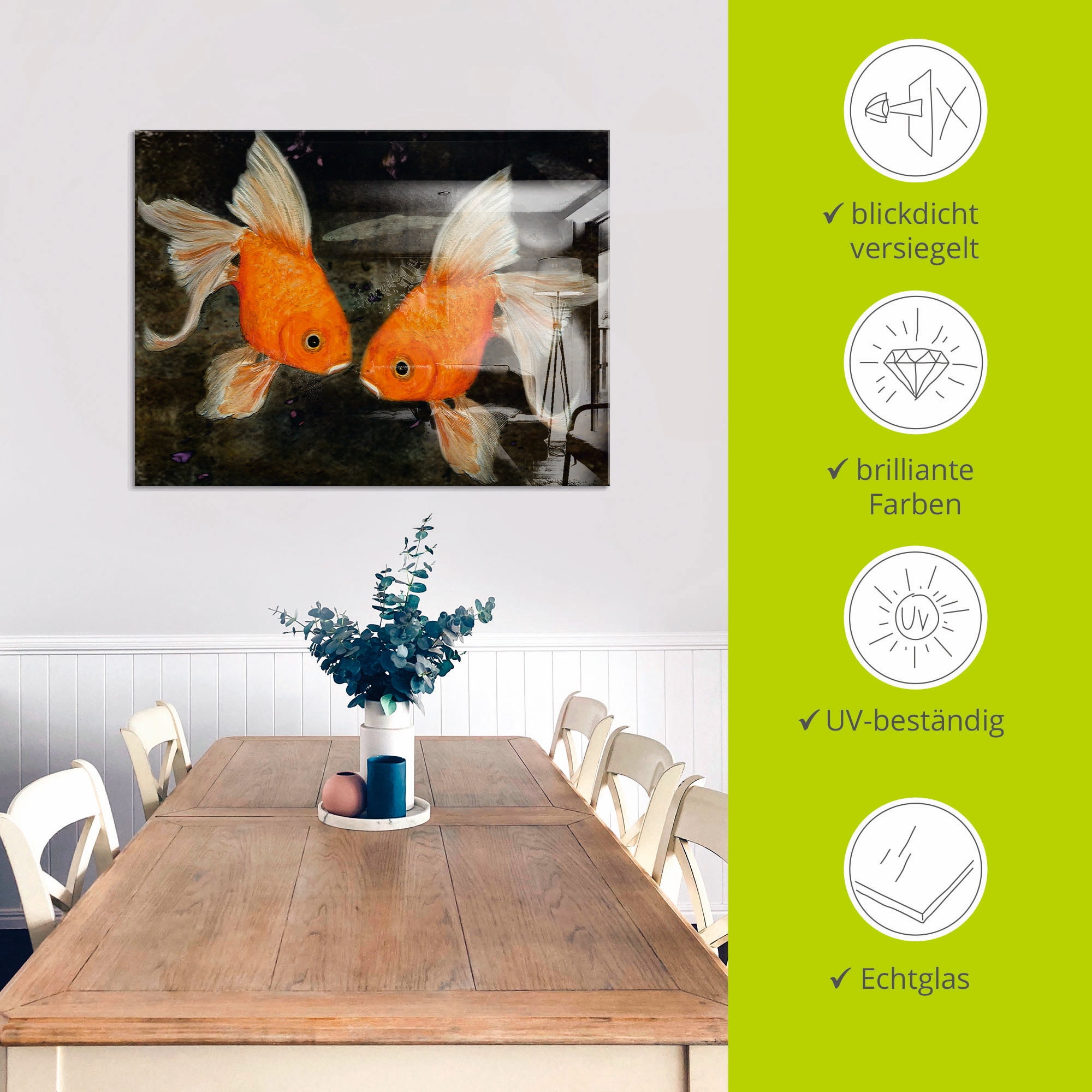 Artland Glasbild »Turtelfische«, Wassertiere, (1 St.), in verschiedenen Größen