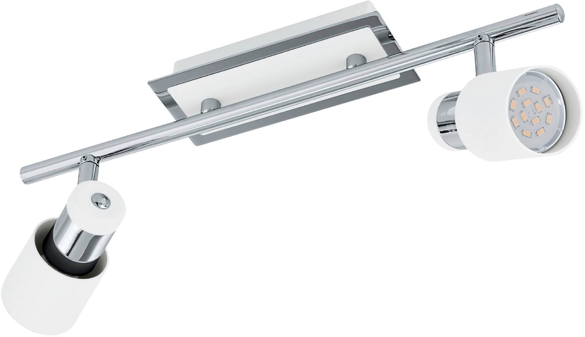 EGLO Deckenleuchte »Davida Deckenlampe, Deckenspot aus Metall, Wohnzimmerlampe, GU10« GU10 1 Stk. Spot - L39 x B7 cm - chrom, weiß - 2X4,6W inkl.