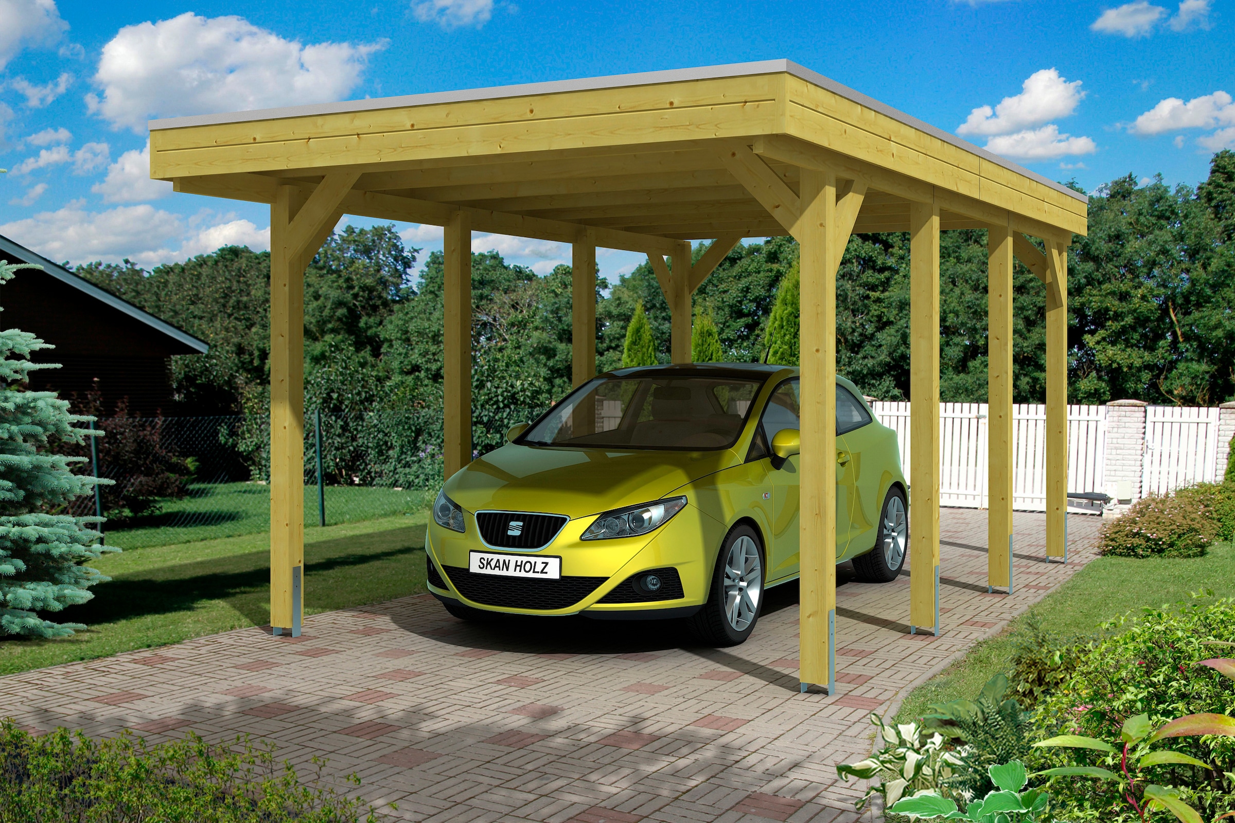 Skanholz Einzelcarport "Friesland" Massivholz 270 cm grün