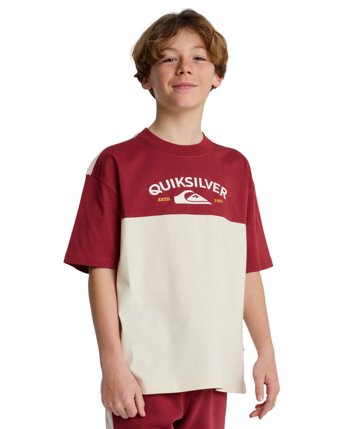 Quiksilver T-shirt à Manches Courtes Knowledge Aera Bone White 8 Années Garçons