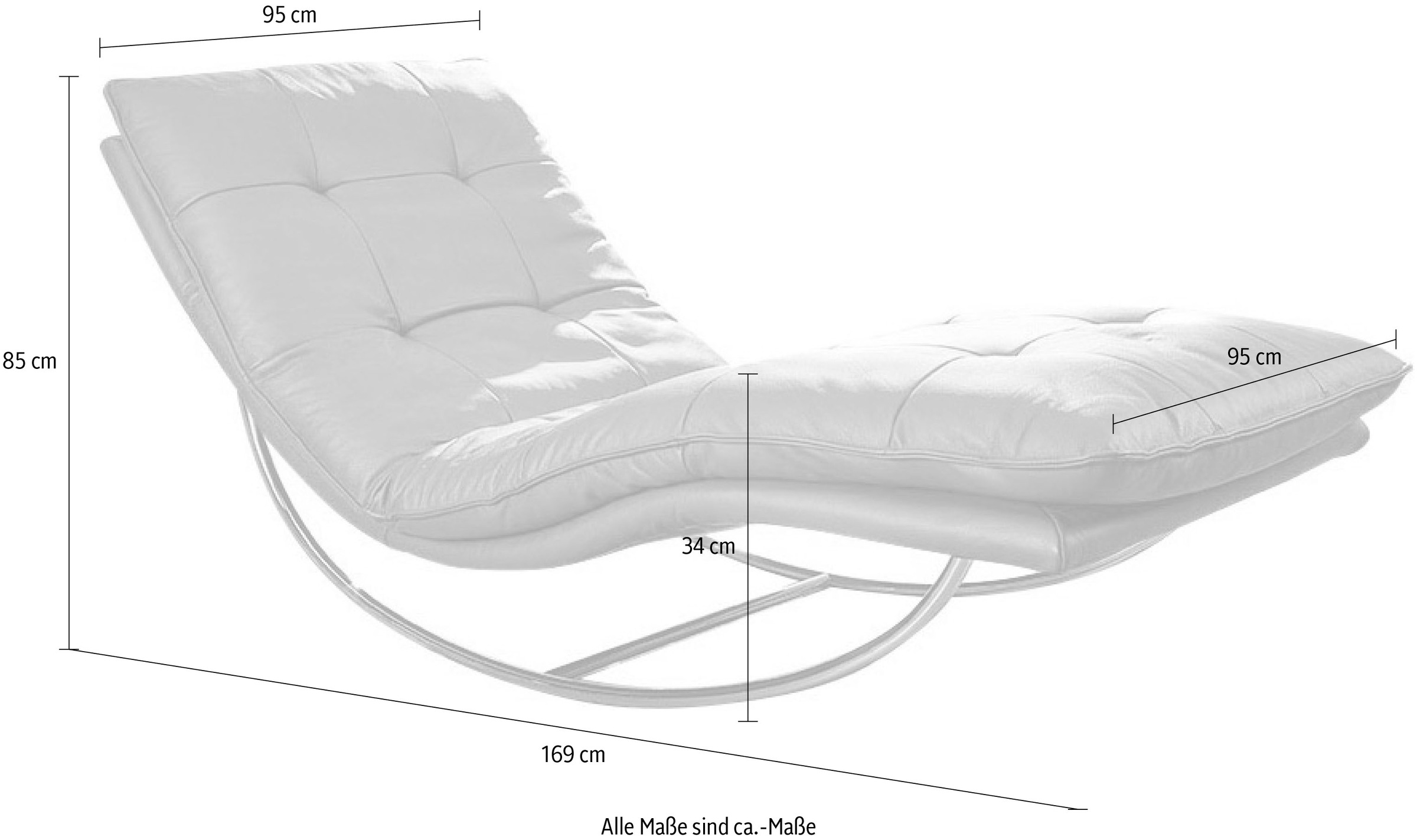 W.SCHILLIG Relaxliege »daily dreams«, in Waffelkissen-Optik, Schaukelgestell Chrom glänzend, in 2 Breiten