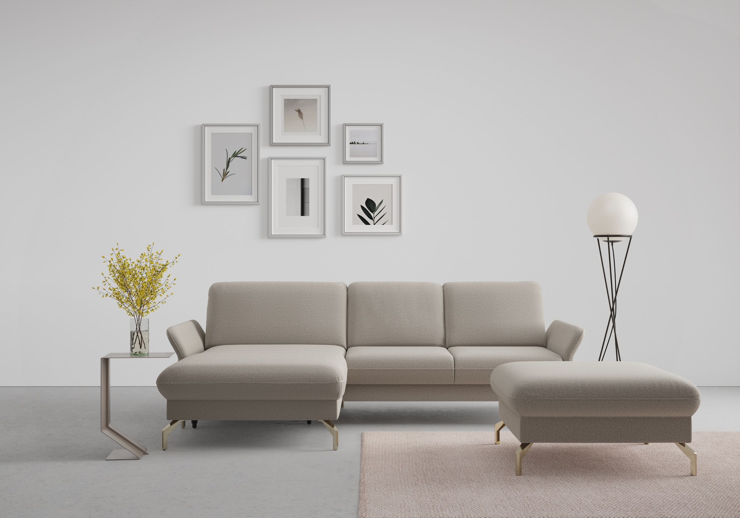 sit&more Ecksofa "Fashion L-Form" wahlweise mit Kopfteilverstellung, Vorziehsitz, motorisch, Nickelfüße