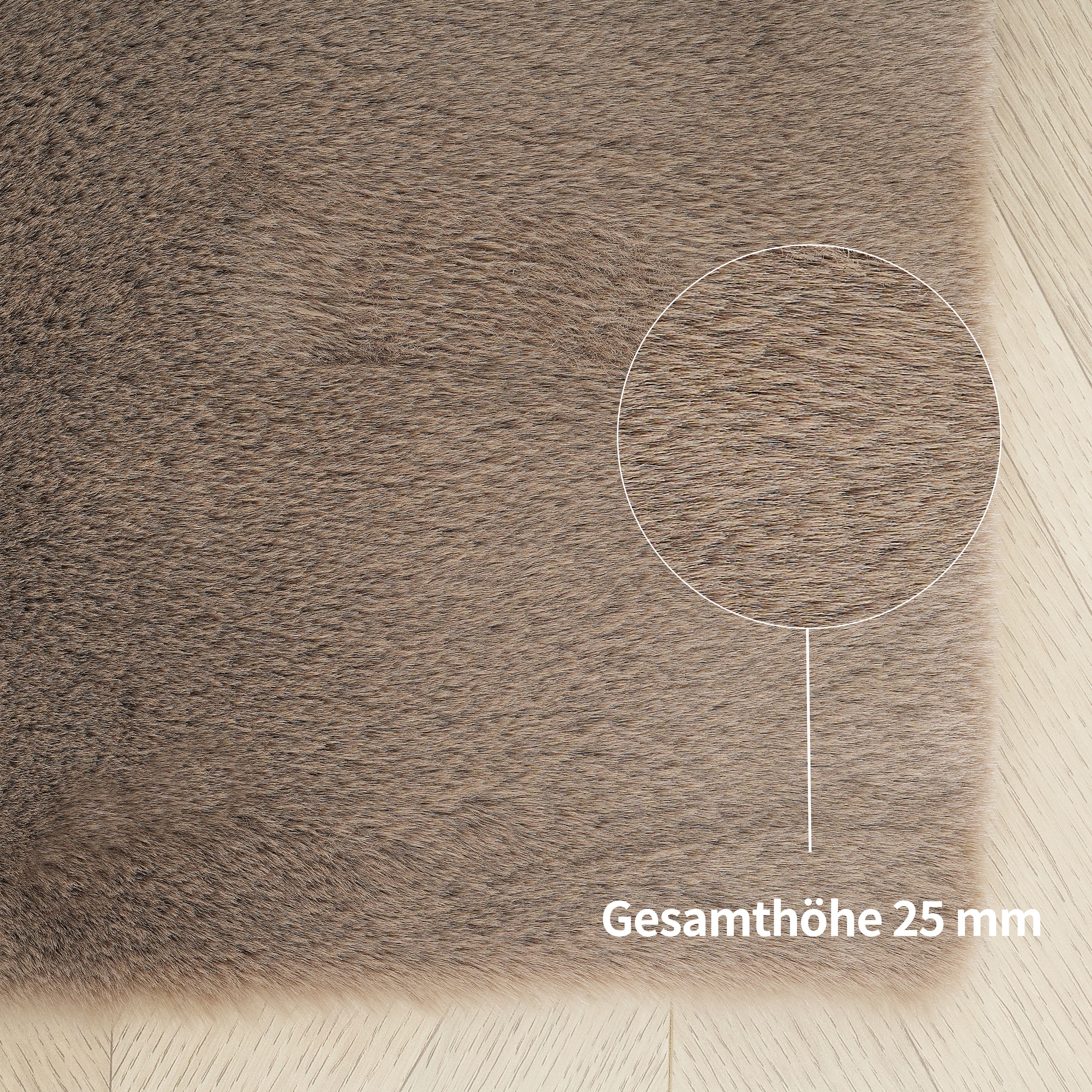 Bruno Banani Fellteppich »Rabbit 2, Kunstfell Teppich, Modern«, rechteckig, 25 mm Höhe, Kaninchenfell-Haptik, sehr weich, Wohnzimmer, Schlafzimmer, Esszimmer