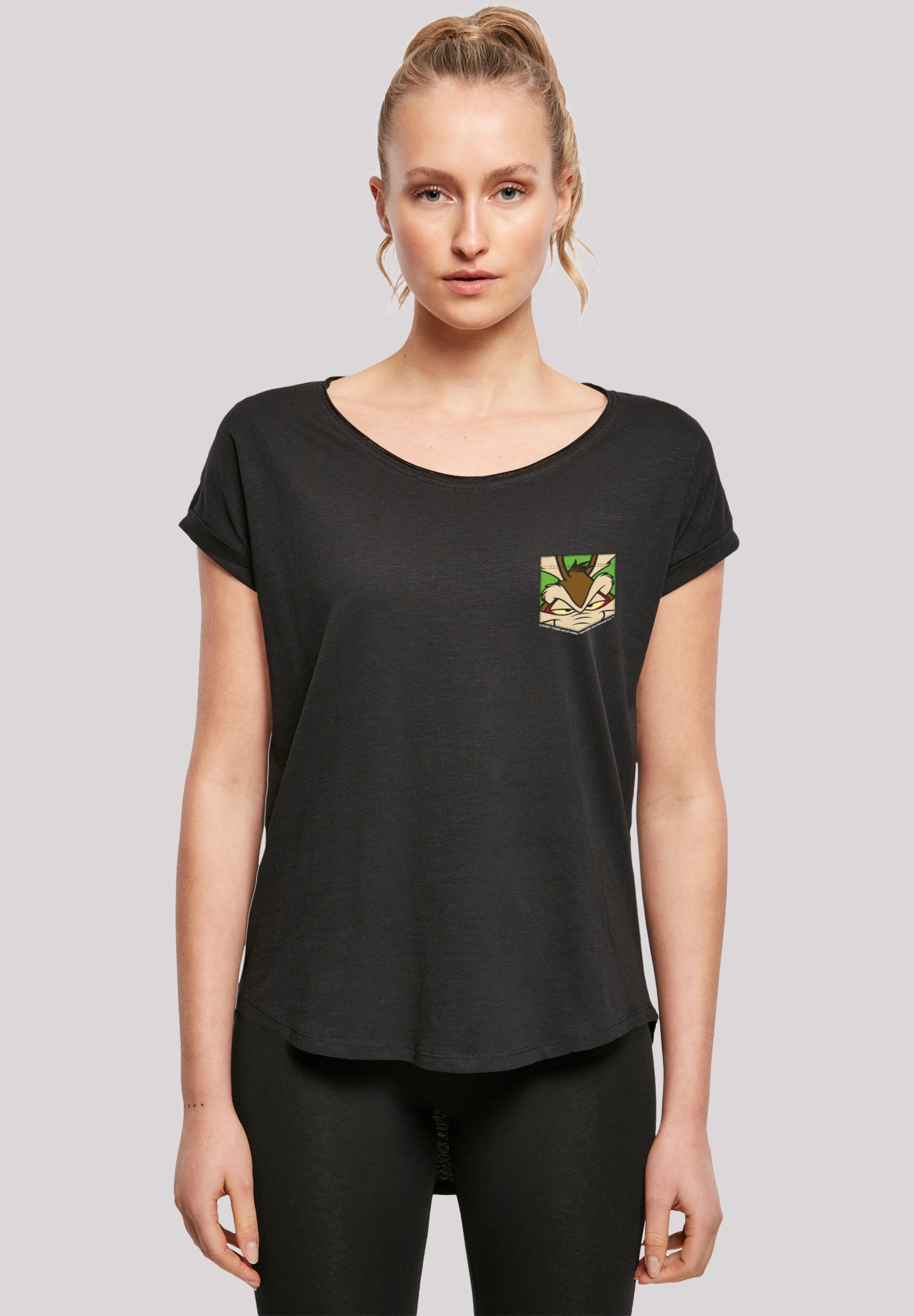 F4NT4STIC T-Shirt »Looney Tunes Face Faux Pocket« Print