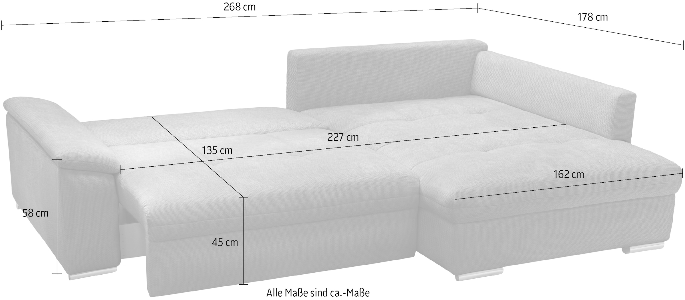 exxpo - sofa fashion Ecksofa »Casa Grande inkl. Bettfunktion, Bettkasten, OTTOs Choice, bequem«, L-Form, guter Sitzkomfort, grioße Liegefläche