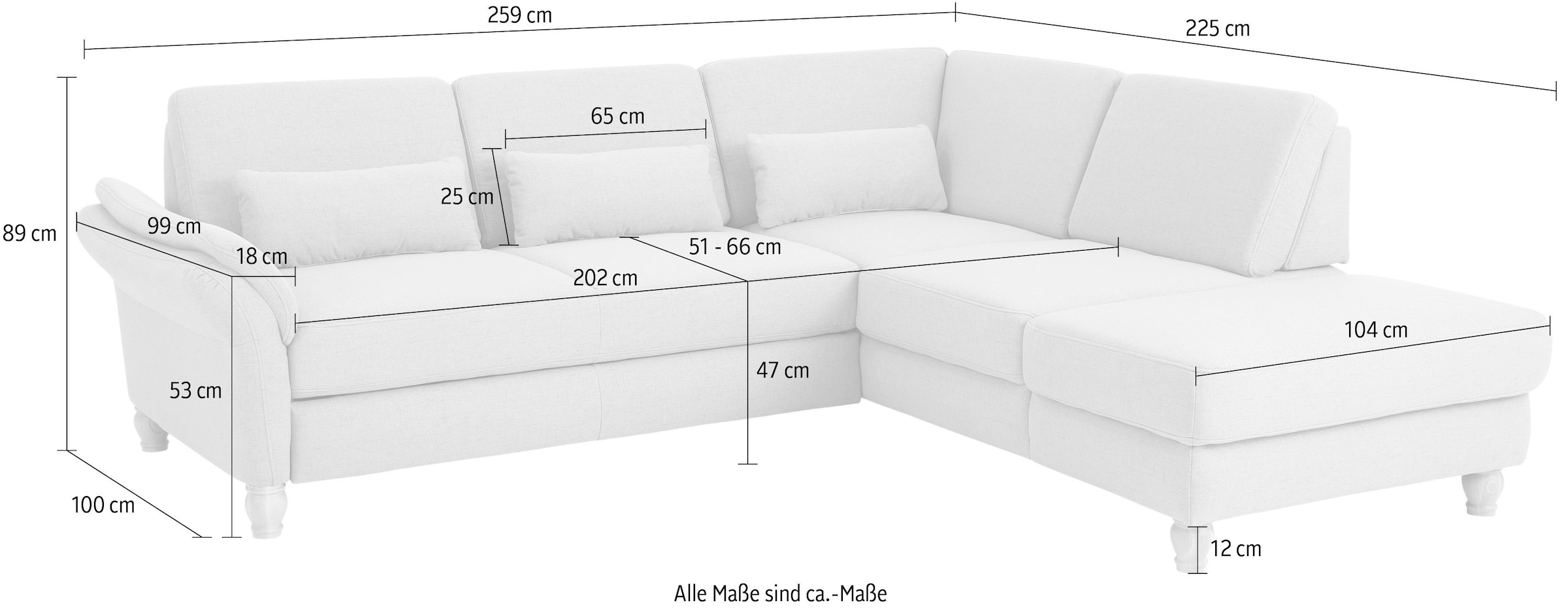 Home affaire Ecksofa »Palace L-Form«, incl. Sitztiefenverstellung, wahlweise mit Bettfunktion und Stauraum