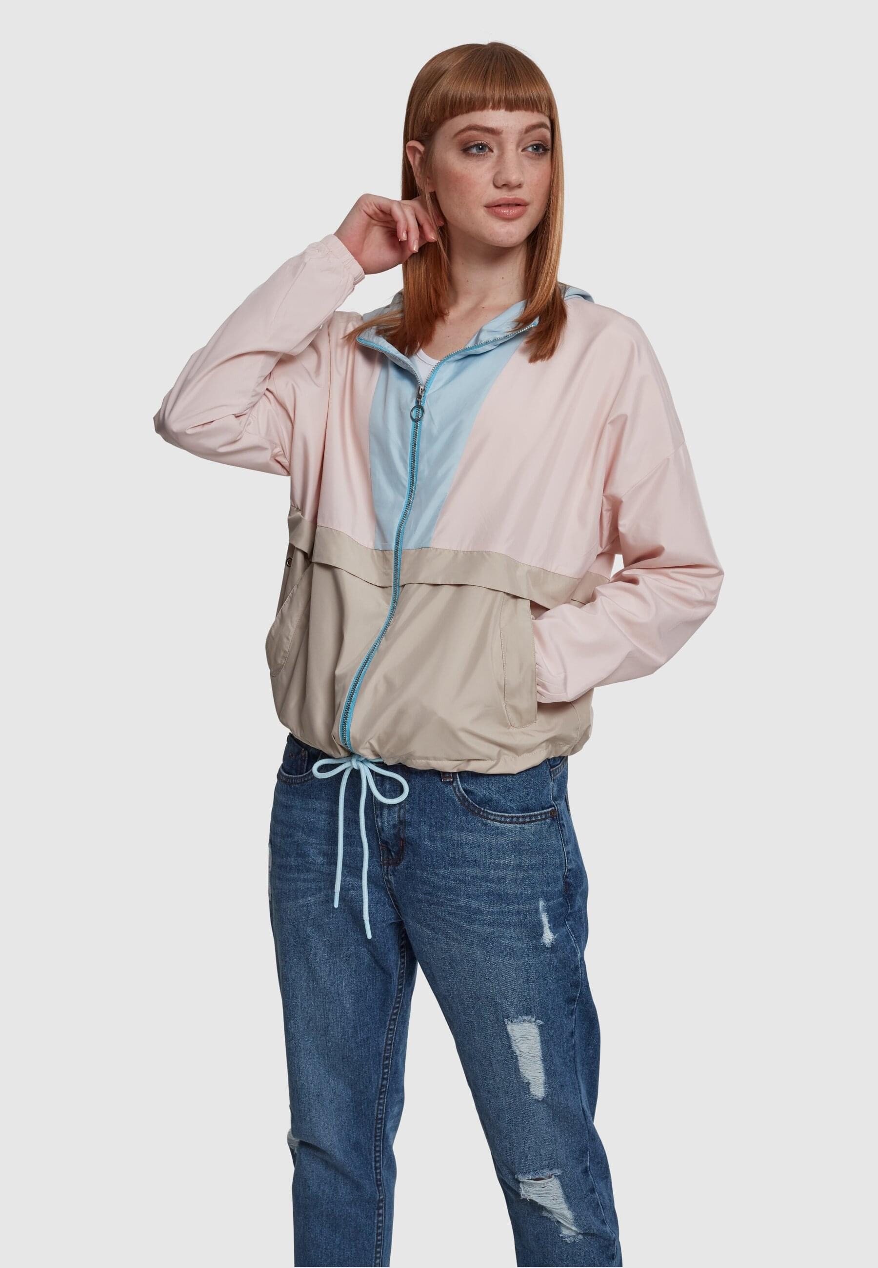 URBAN CLASSICS Anorak »Urban Classics Damen Ladies 3-Tone Oversize Windbreaker«, (1 St.), mit Kapuze