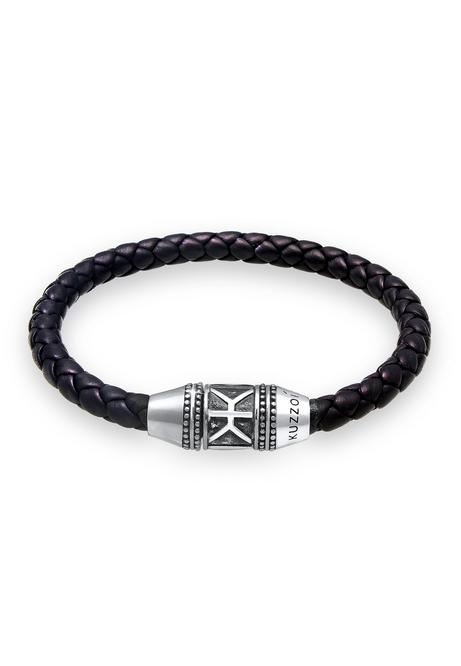 Armband »Herren Leder Logo Magnet-Verschluß 925 Silber«