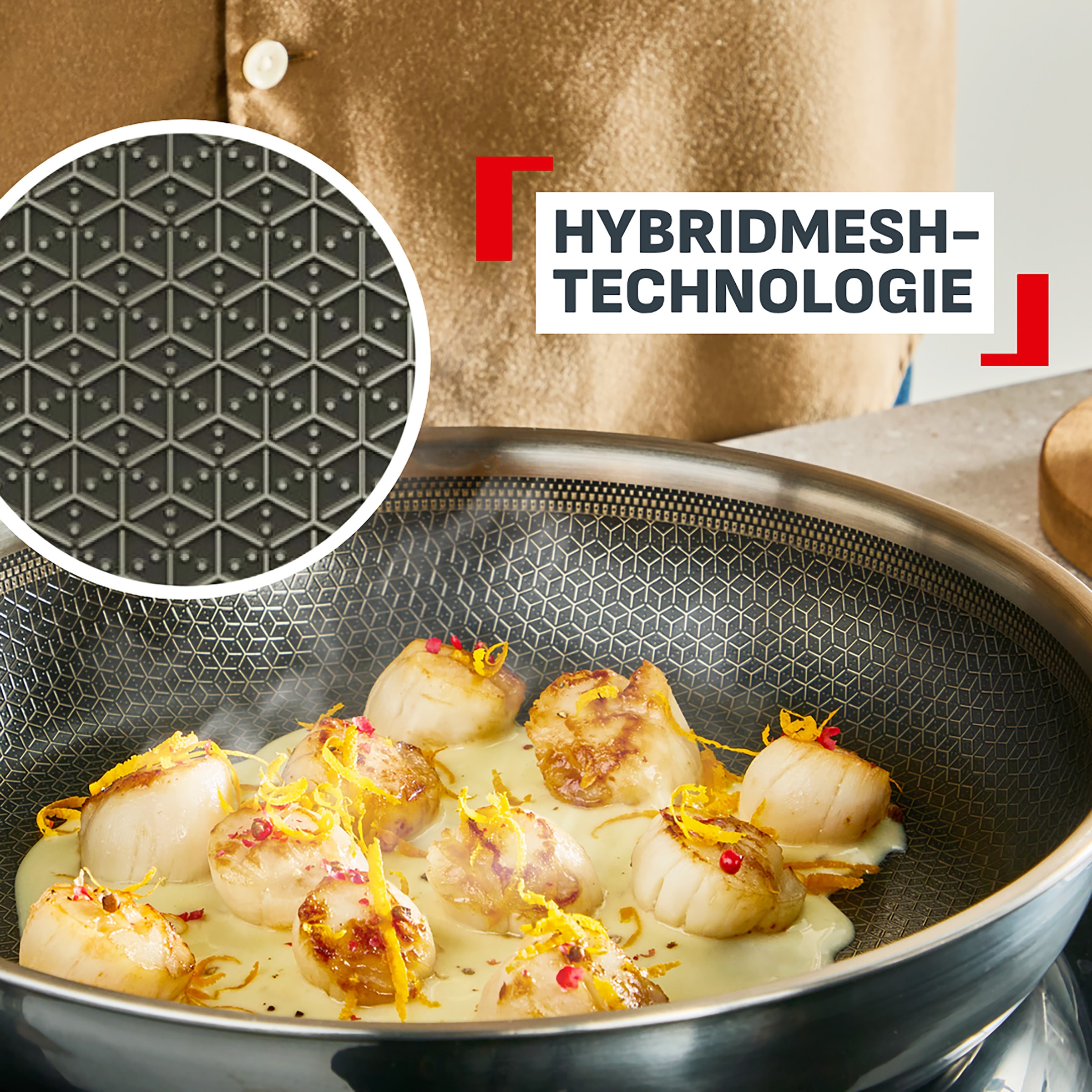 Tefal Wok »Master Mesh« Edelstahl 18/10 1 tlg. HybridMesh-Technologie, ultimatives Anbraten, tiefe Form