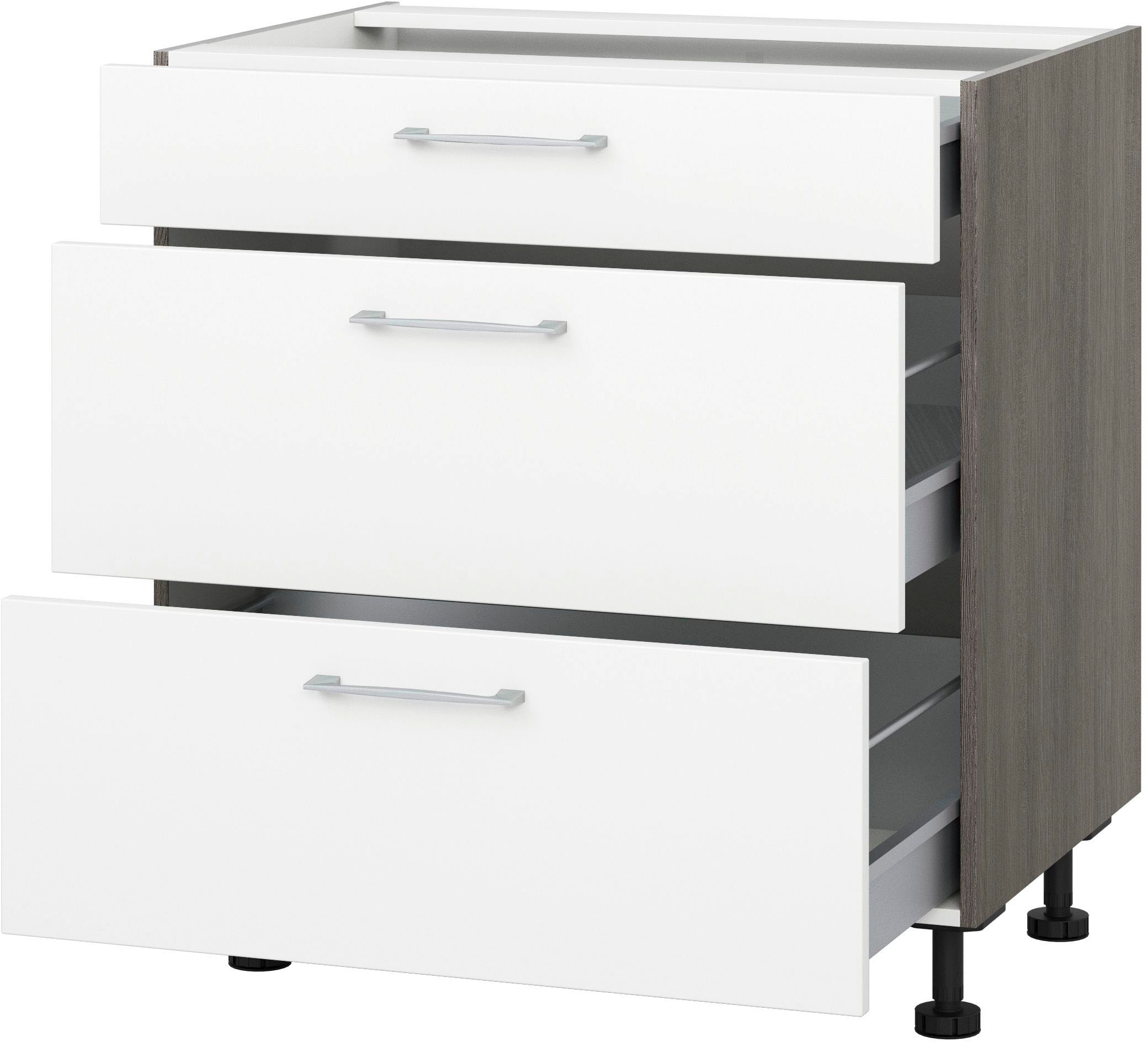 KOCHSTATION Auszugsunterschrank "KS-Trea U2AS80", mit drei Auszügen, Breite 80 cm, Höhe 75 cm