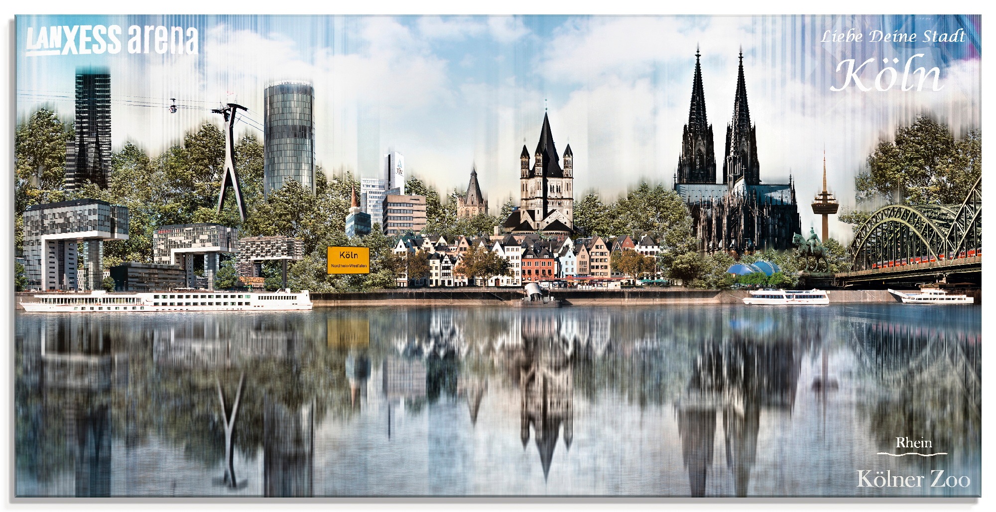 Artland Glasbild "Köln Skyline Abstrakte Collage 20", Deutschland, (1 St.), in verschiedenen Größen