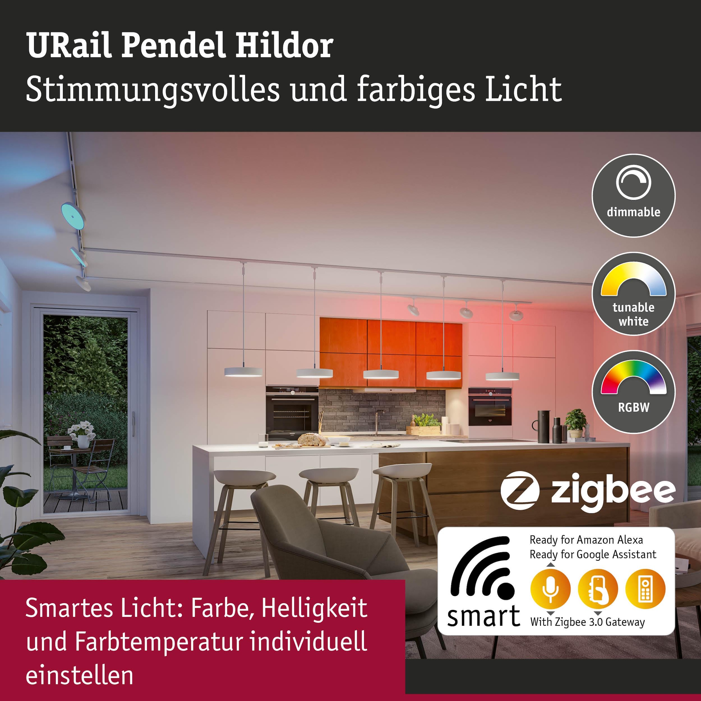 Paulmann Schienensystem-Leuchten »Hildor 510lm 10W RGBW+ dimmbar 230V« LED-Modul 1 Stk. Tageslichtweiß Smart Home