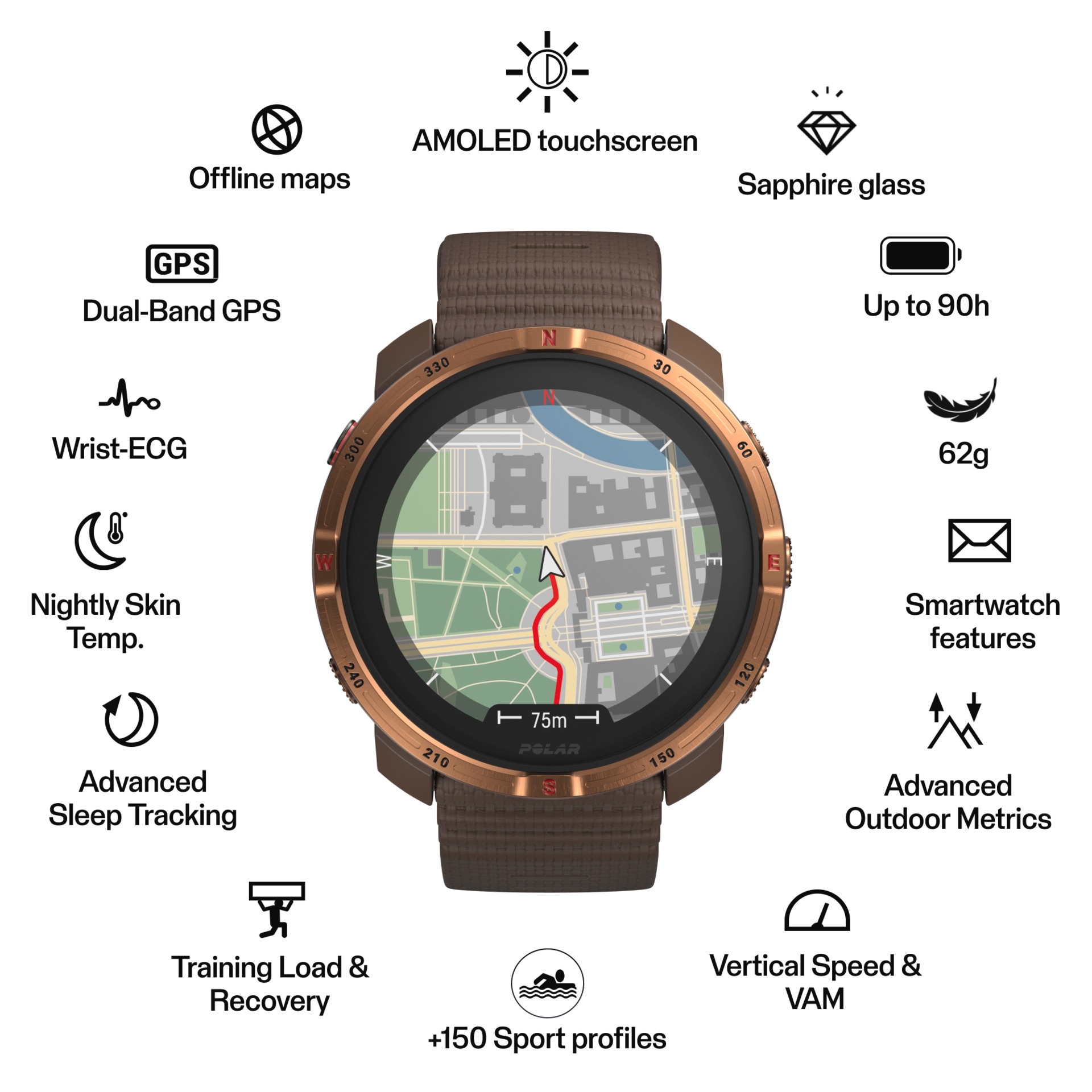 Polaroid Smartwatch »GRIT X2«, (3,25 cm / 1,28 Zoll), 32,00 GB