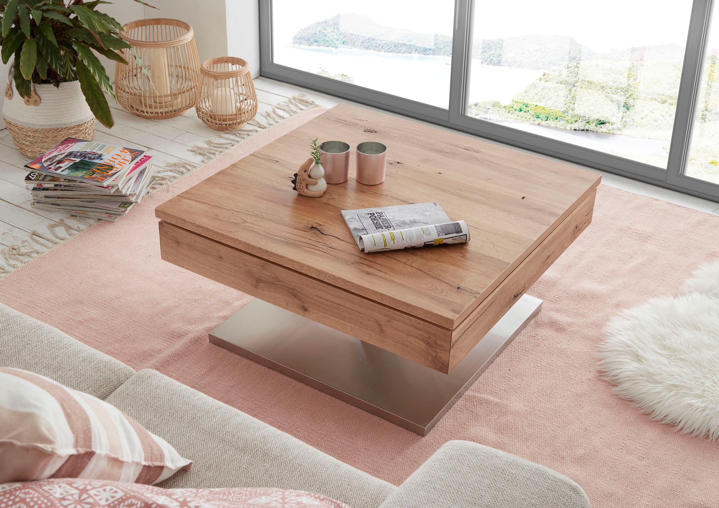MCA furniture Couchtisch Innenfach, mit Tischplatte BAUR »Monrovia«, furniert Asteiche bestellen drehbar 