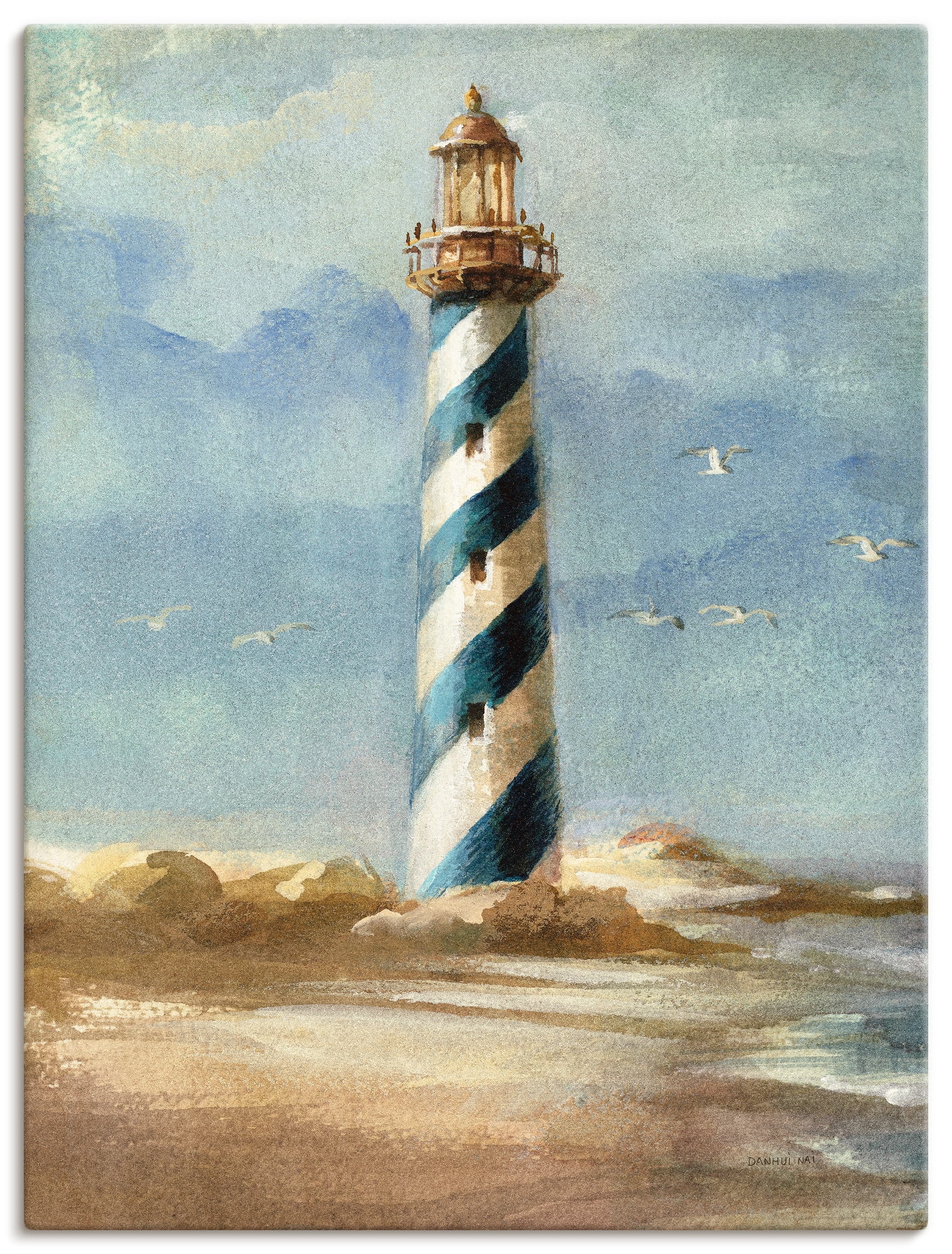 Artland Leinwandbild "Leuchtturm I" Gebäude 1 Stk. tlg. auf Holzrahmen gespannt