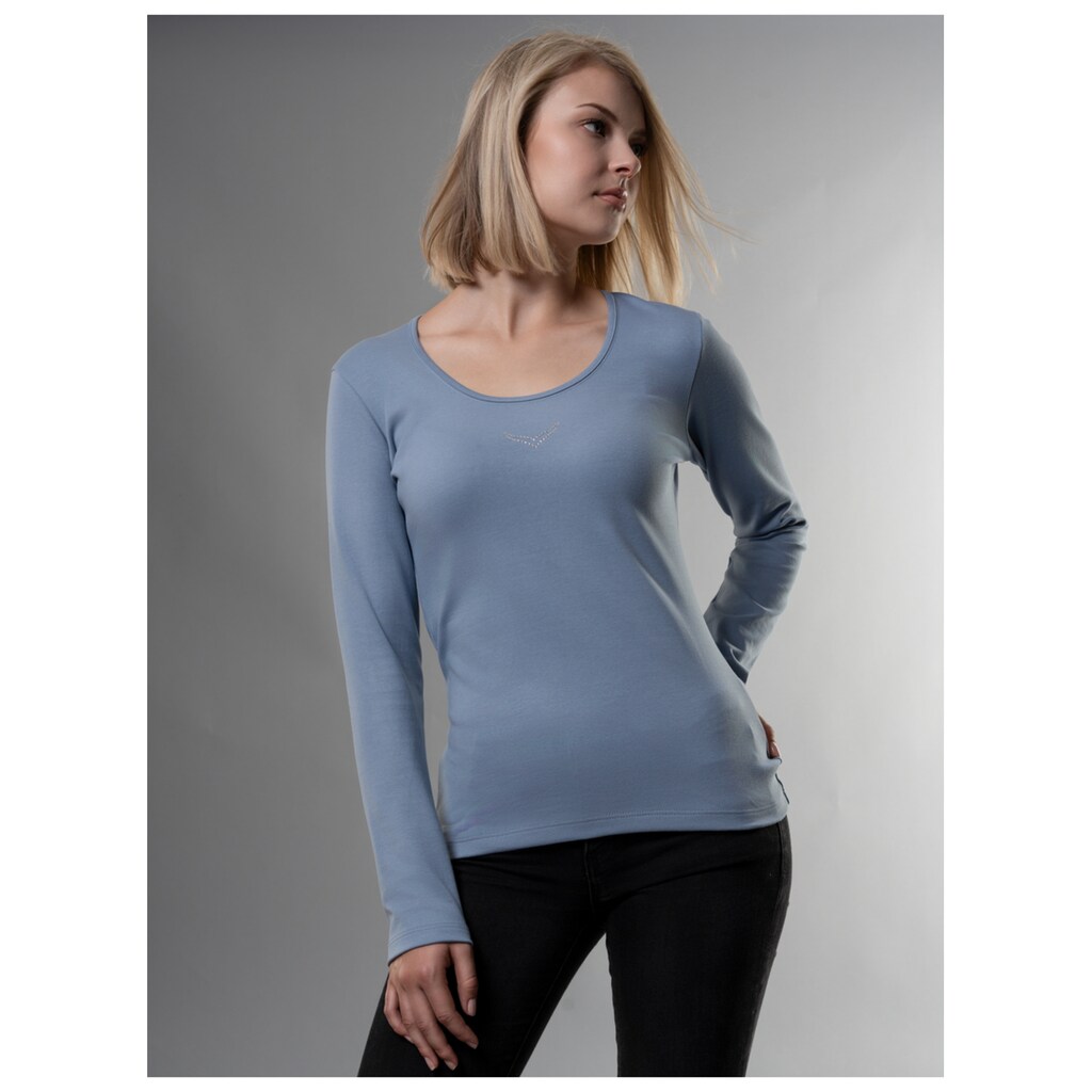 Trigema Longsleeve »TRIGEMA Langarmshirt mit Kristallsteinen«, (1 tlg.)