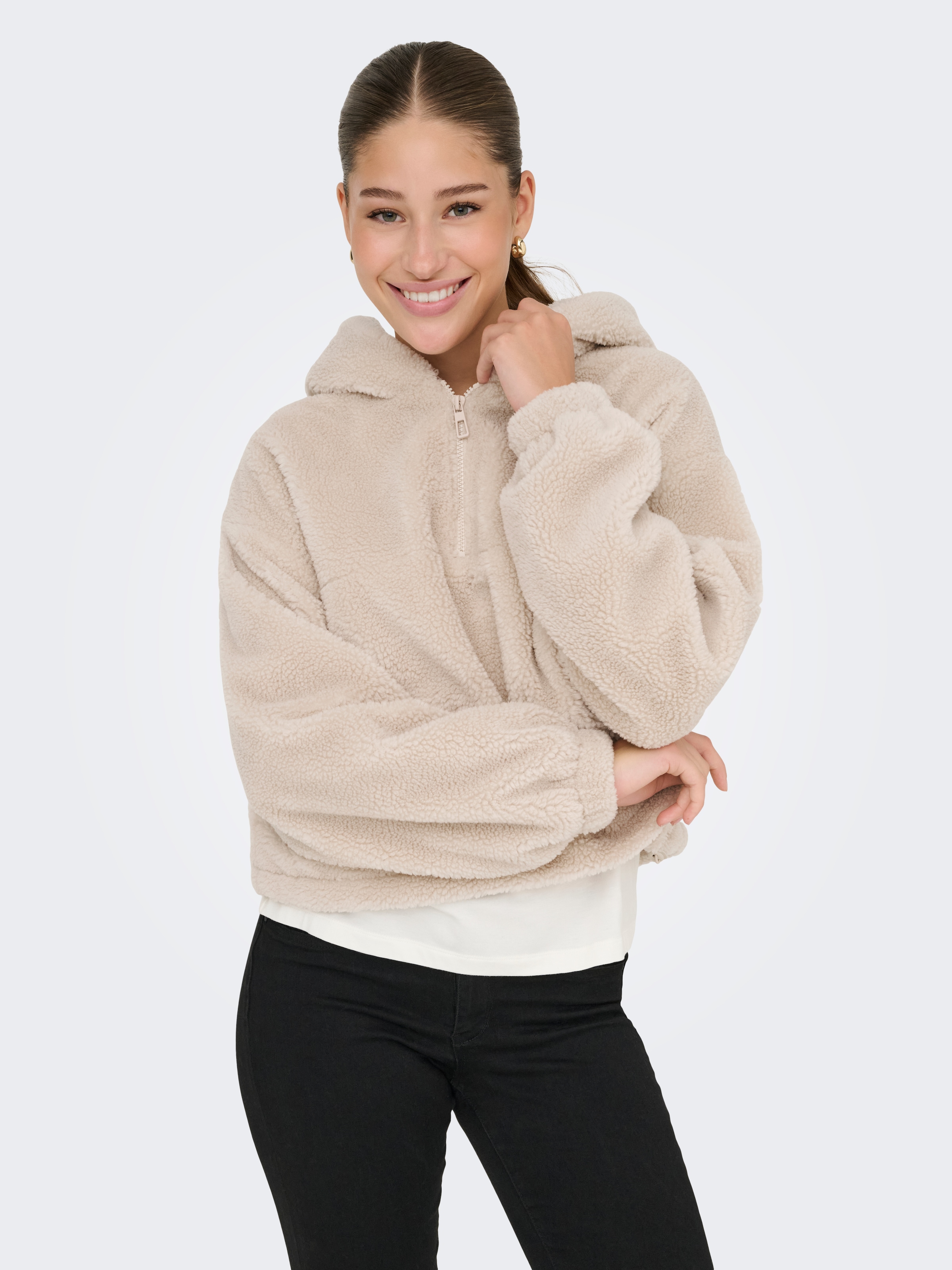 ONLY Fleecejacke "ONLSIENA TEDDY ANORAK LIFE CC OTW", mit Kapuze günstig online kaufen