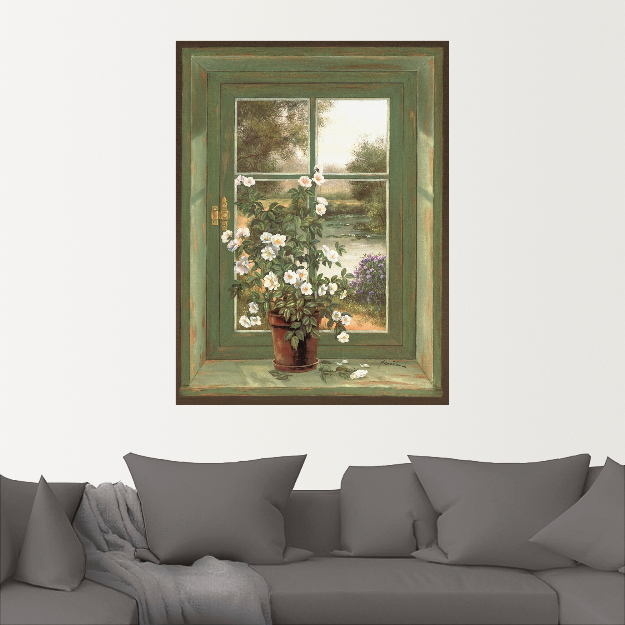Artland Wandbild »Wildrosen am Fenster«, Arrangements, (1 St.), als Alubild, Outdoorbild, Leinwandbild, Poster, Wandaufkleber